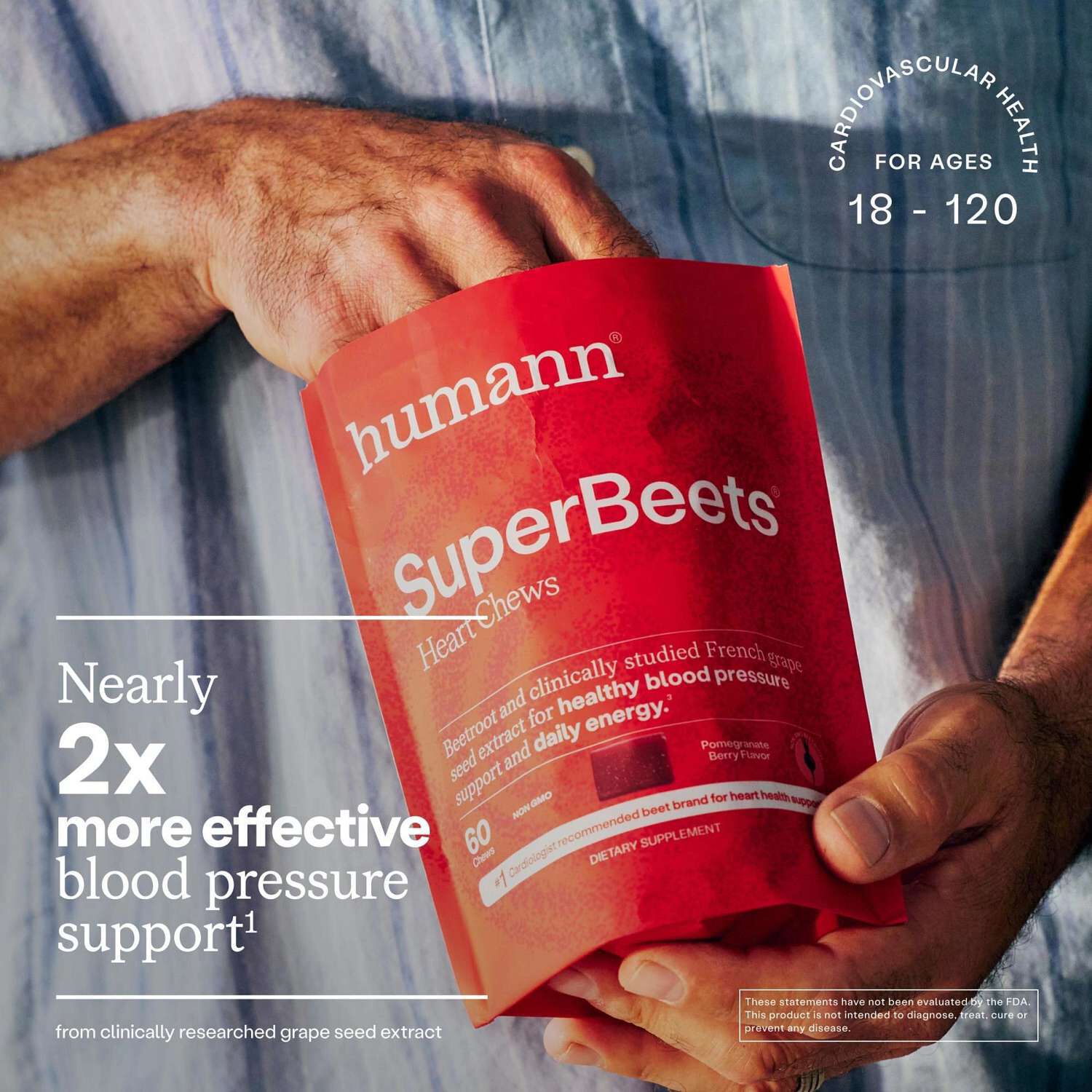SuperBeets® Heart Chews - Pomegranate Berry - 60 Chews (30 Servings)