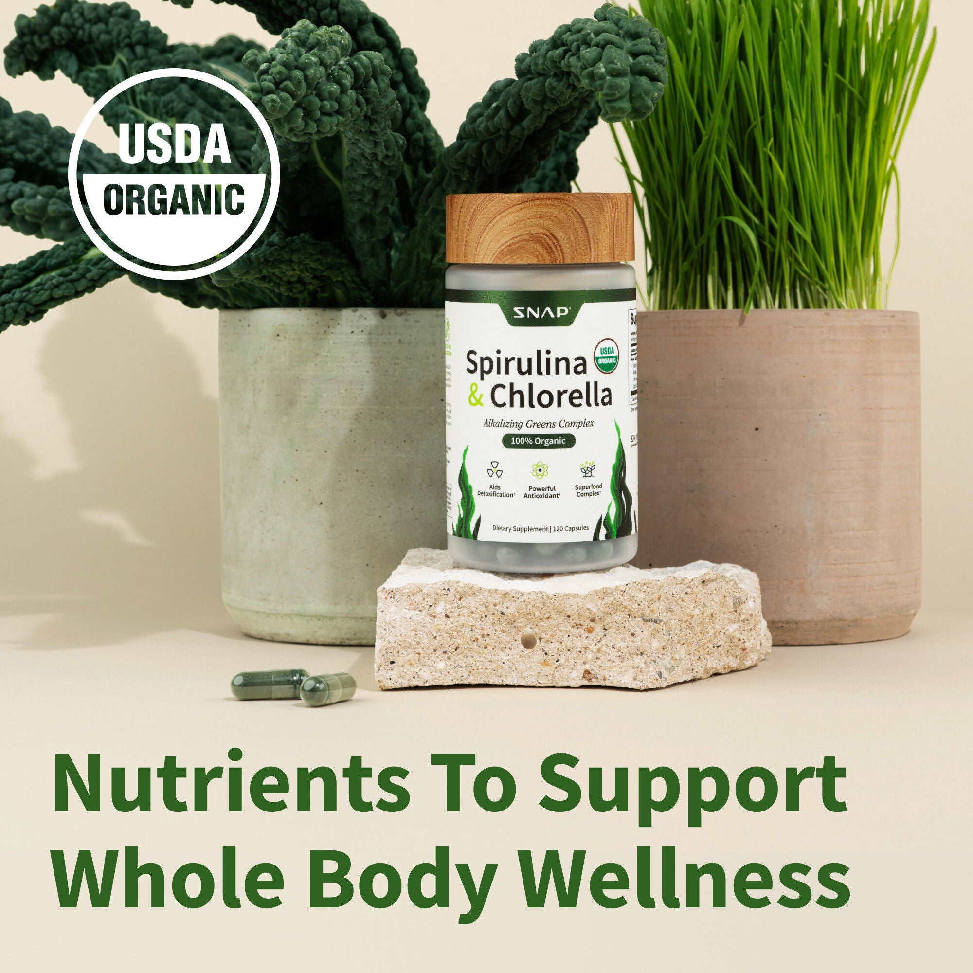 Organic Spirulina + Chlorella - 120 Capsules &#40;30 Servings&#41;  | GNC