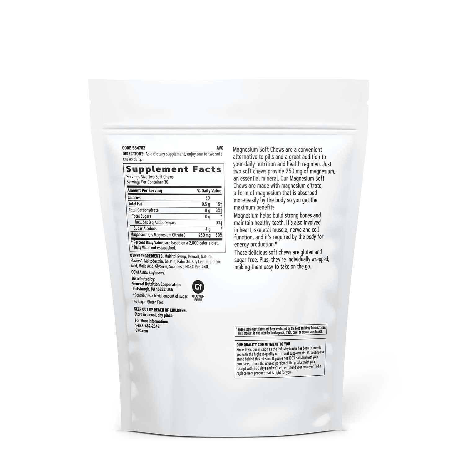Magnesium 250mg - Strawberry - 60 Soft Chews (30 Servings)  | GNC