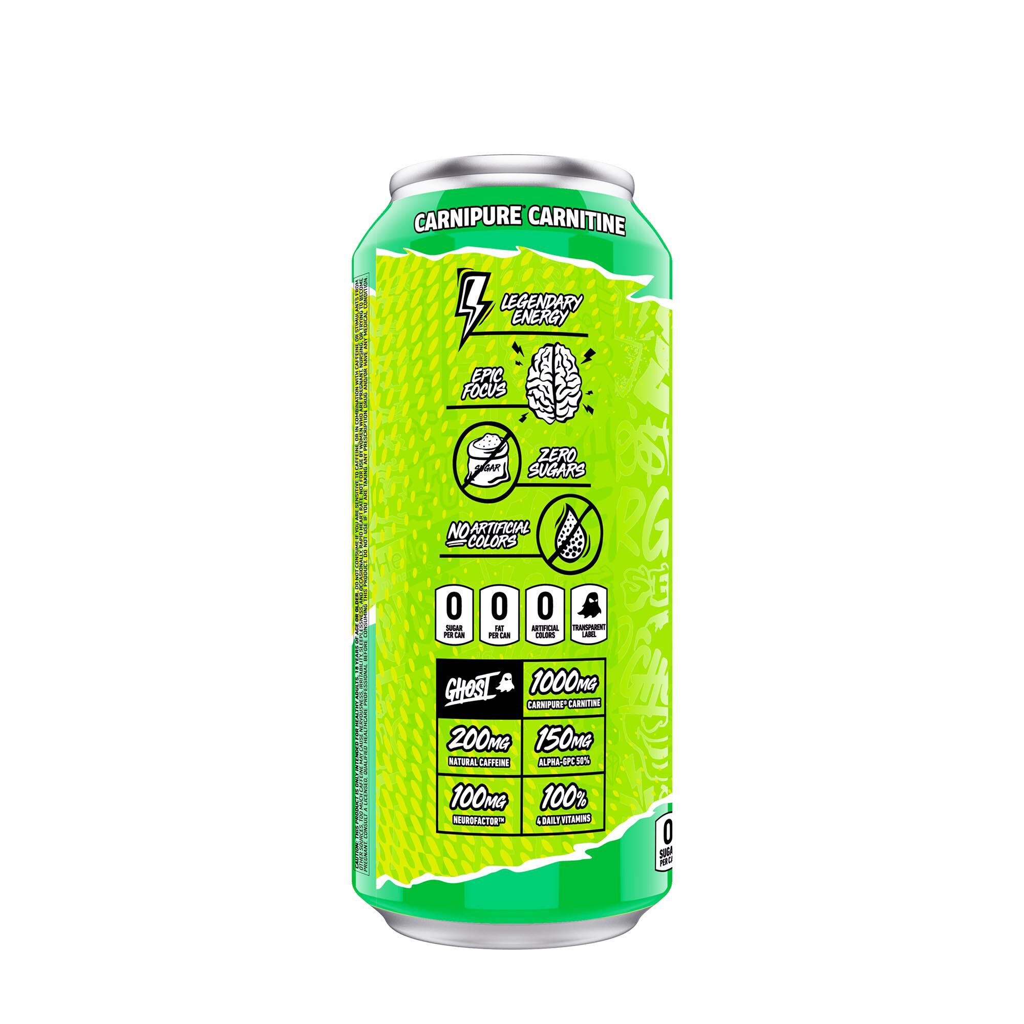 GHOST® Energy Drink Warheads® Sour Green Apple 12 Cans GNC