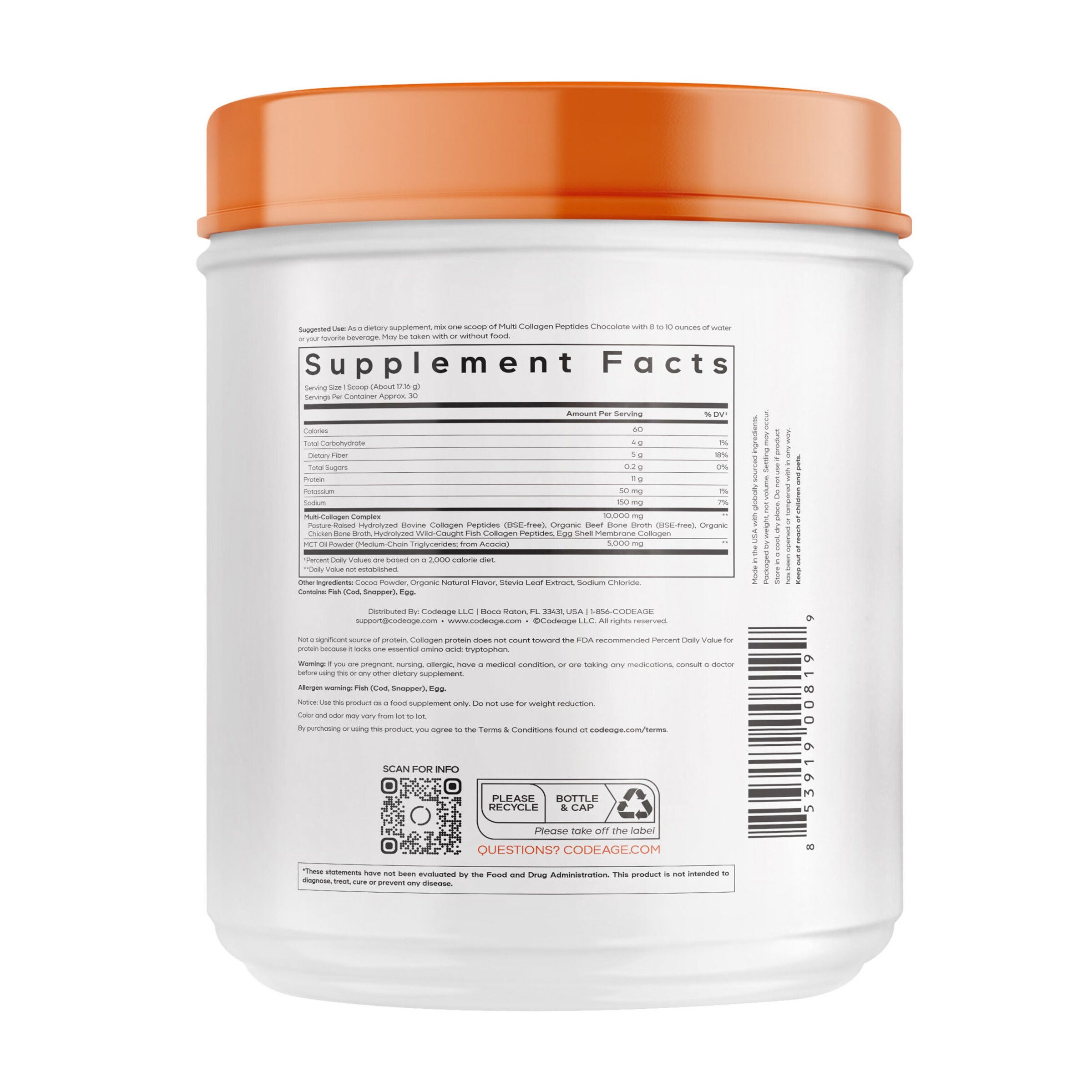 Multi Collagen Peptides Powder - Chocolate - 18.17 oz. (30 Servings)  | GNC