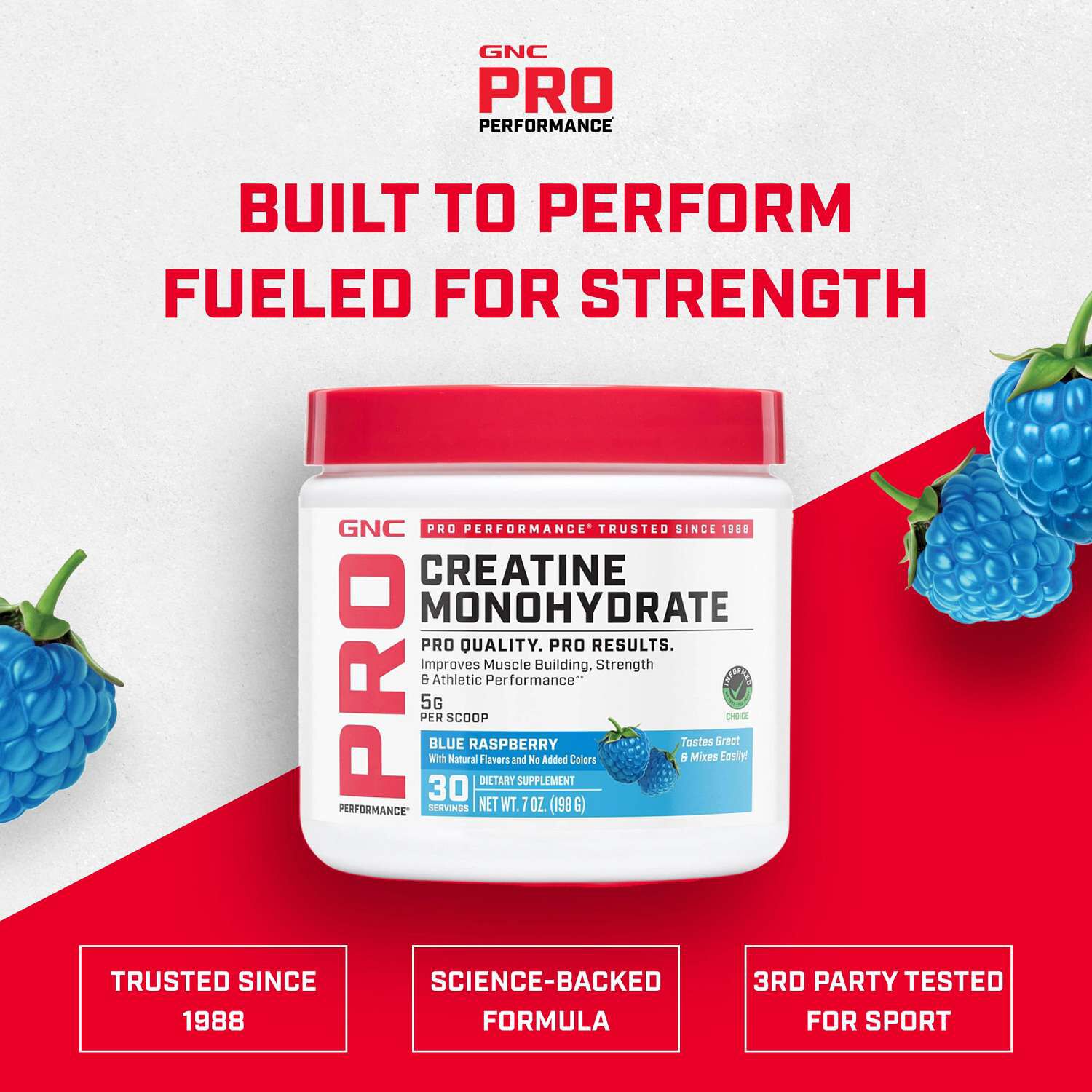 Creatine Monohydrate - Blue Raspberry (30 Servings) Blue Raspberry | GNC