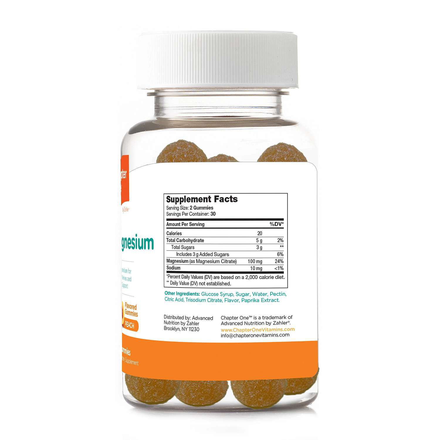 Chapter One&trade; M Is For Magnesium Gummies - Peach - 60 Gummies (30 Servings)