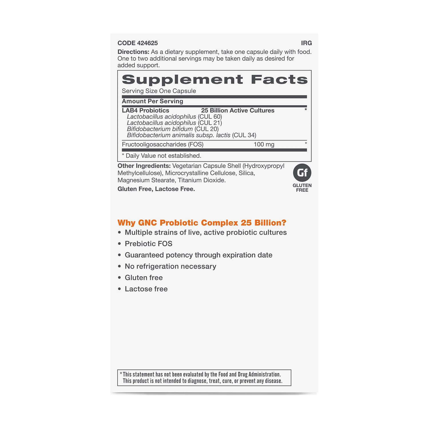 Probiotic Complex - 25 Billion CFUs - 30 Capsules (30 Servings)