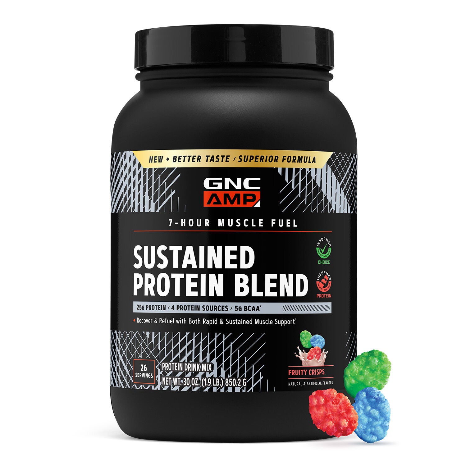 AMP Sustained Protein Blend Fruity Crisps Front