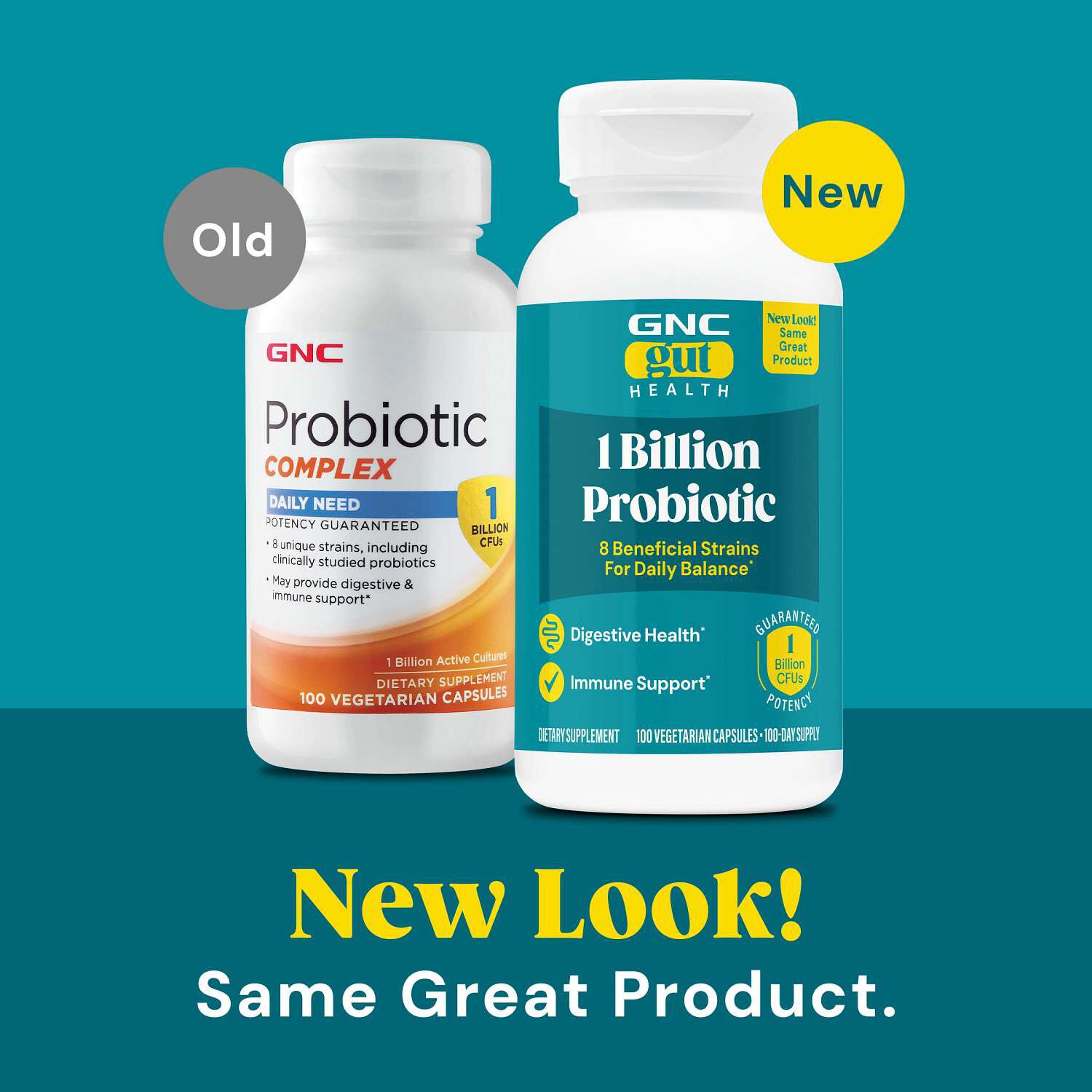Gut Health 1 Billion Probiotic - 100 Vegetarian Capsules (100 Servings)