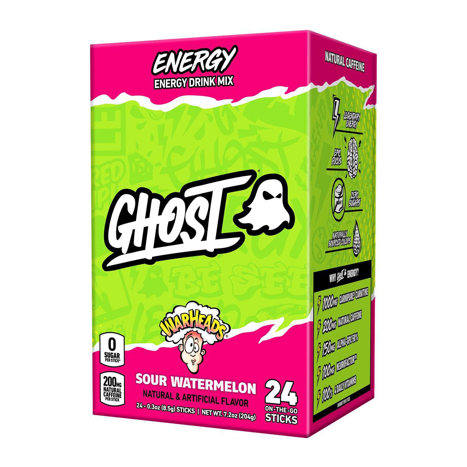 Energy Sticks - Warheads&reg; Sour Watermelon (24 Stick Packs) Warheads&reg; Sour Watermelon | GNC
