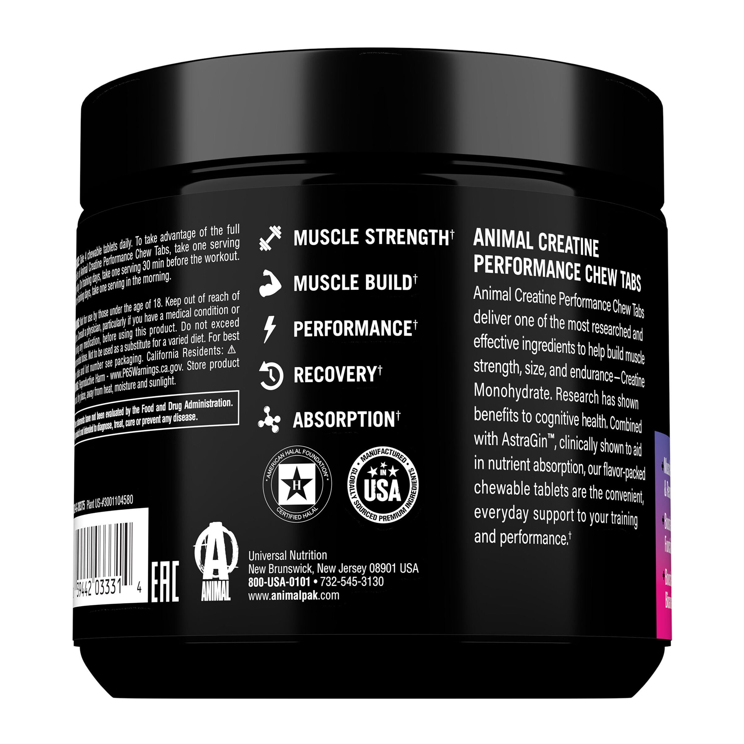 Animal Creatine Chews - Fruit Punch - 120 Chewable Tablets (30 Servings)  | GNC