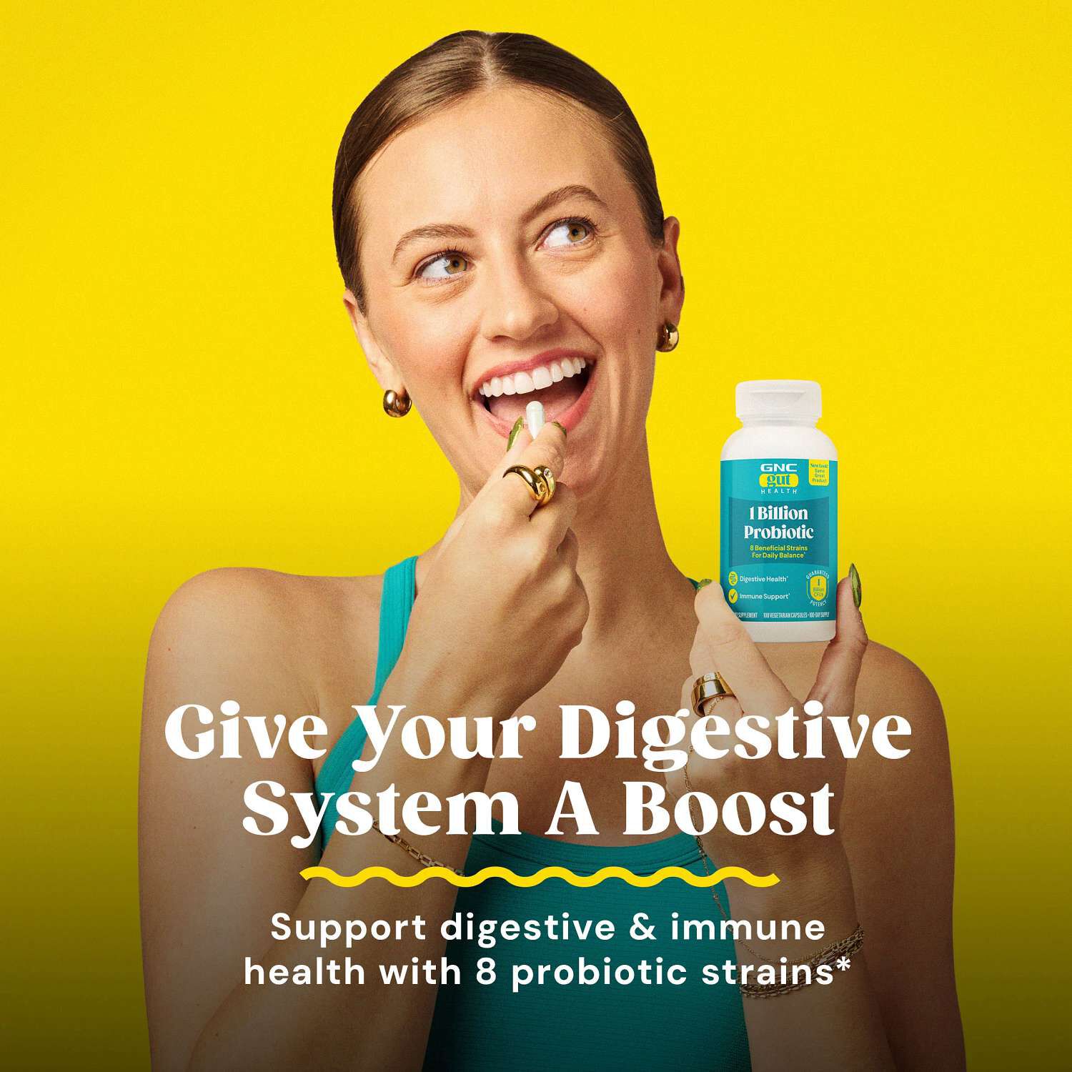 Gut Health 1 Billion Probiotic - 100 Vegetarian Capsules (100 Servings)