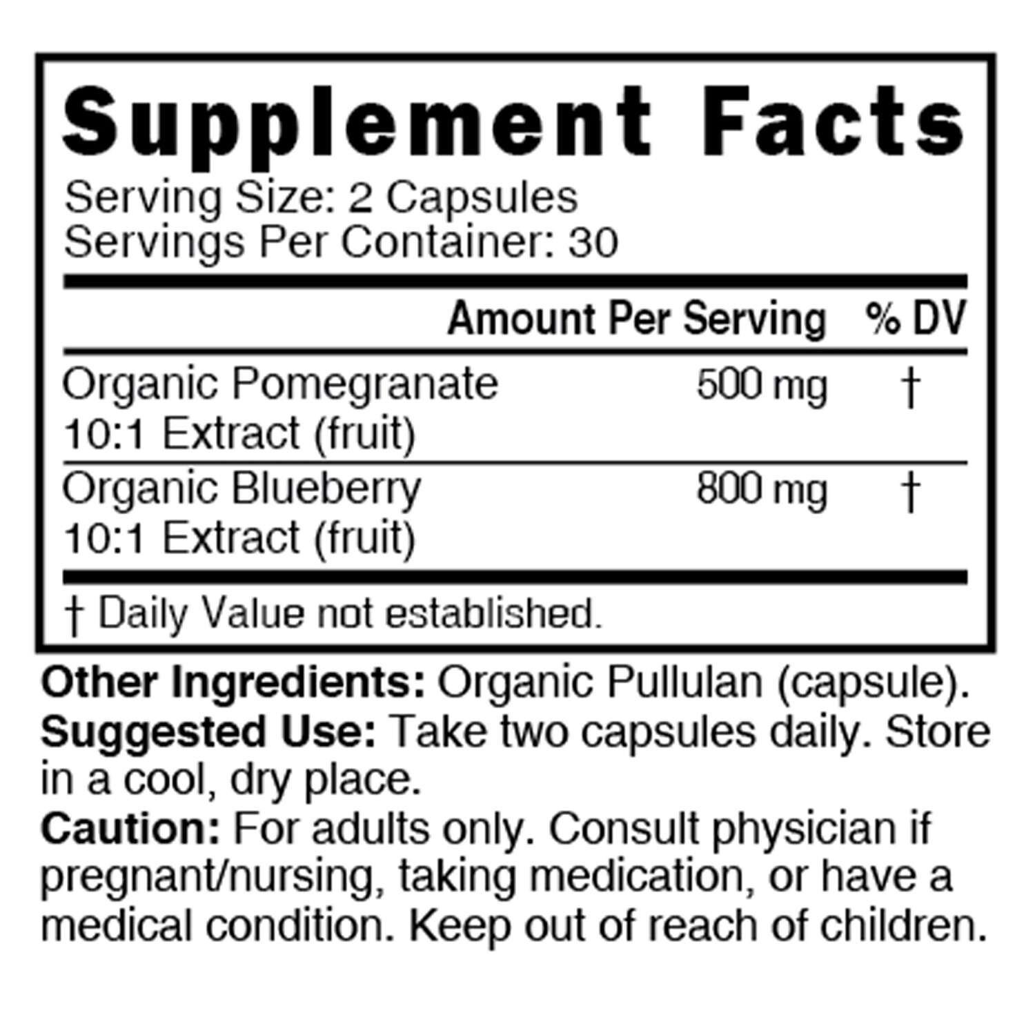 Blueberry &  Pomegranate 1300mg - Organic (30 Servings)