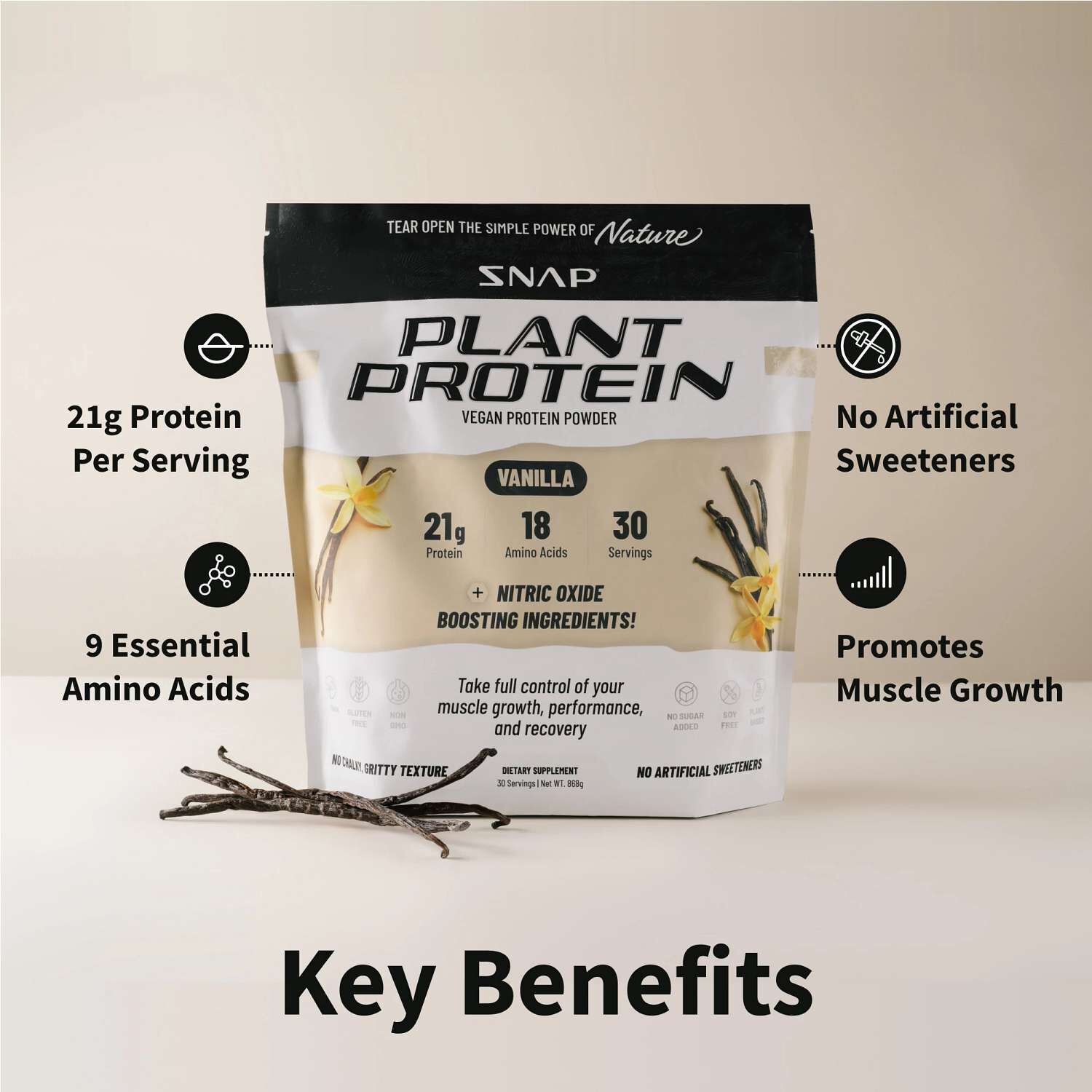 Plant Based Vegan Protein Powder - Vanilla (30 Servings) Vanilla | GNC