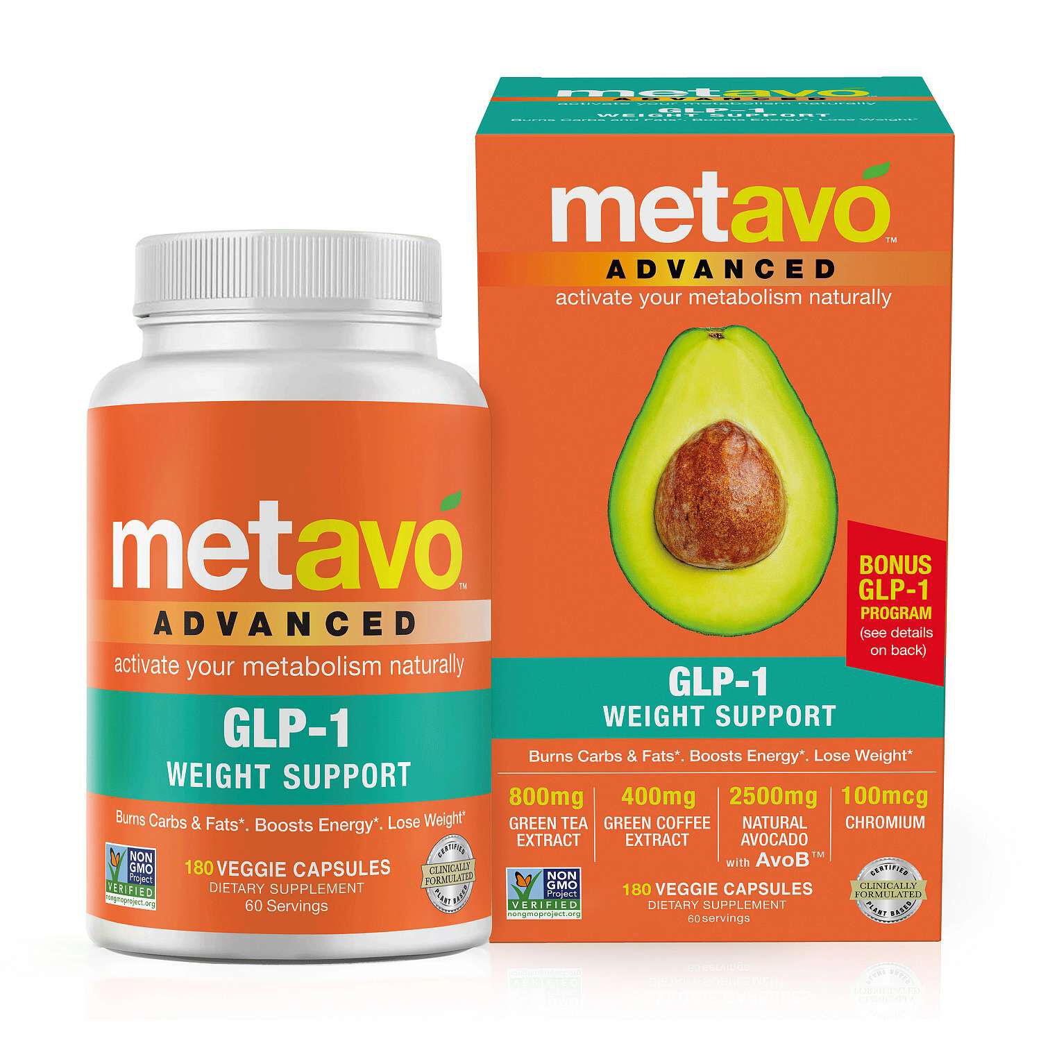 Advanced GLP-1 Weight Support - 180 Veggie Capsules (60 Servings)  | GNC