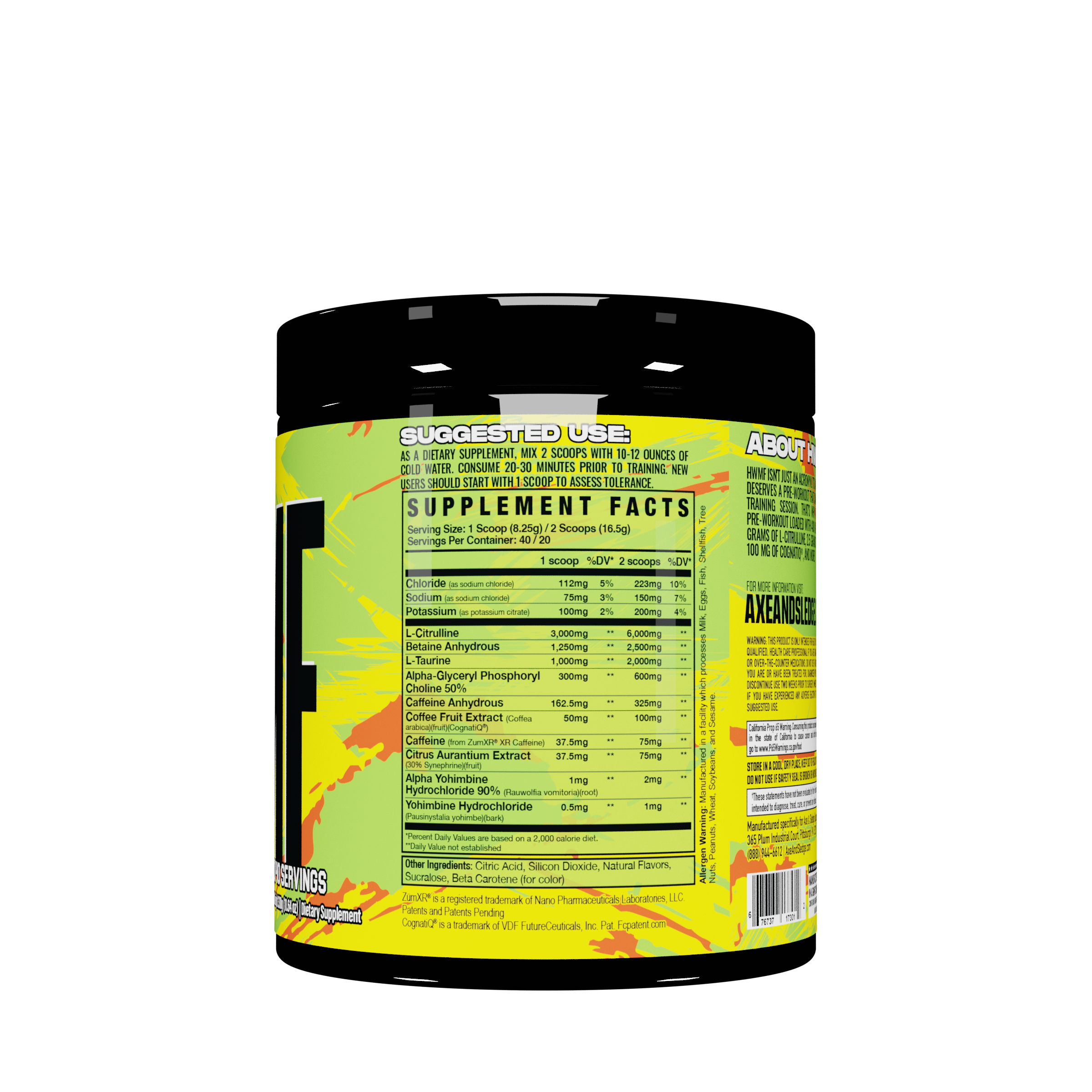 HWMF High Stim Pre-Workout - Sour Citrus Punch (40 Servings)
