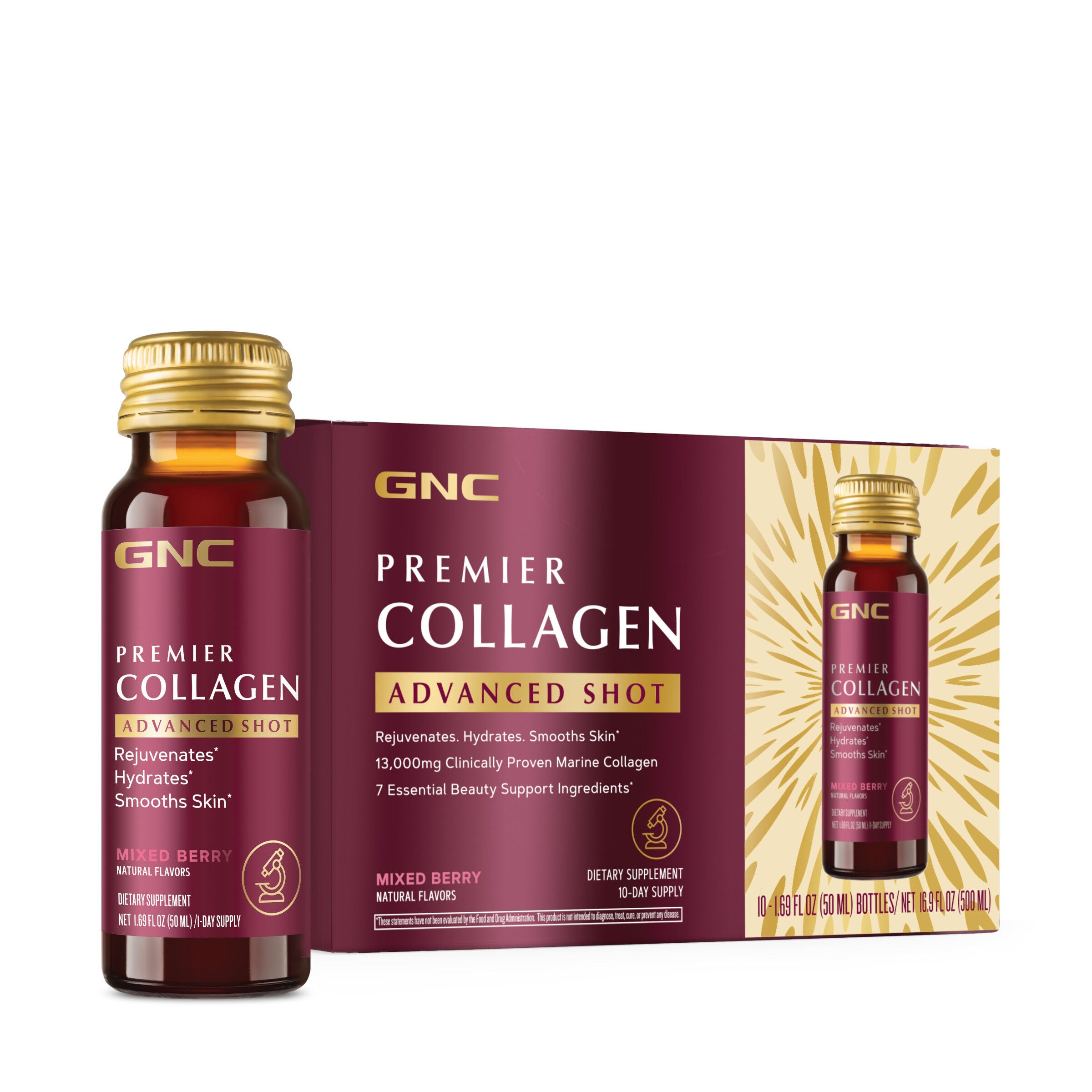 Premier Collagen Advanced Shot - Mixed Berry - 1.69 fl oz (10 Bottles)  | GNC