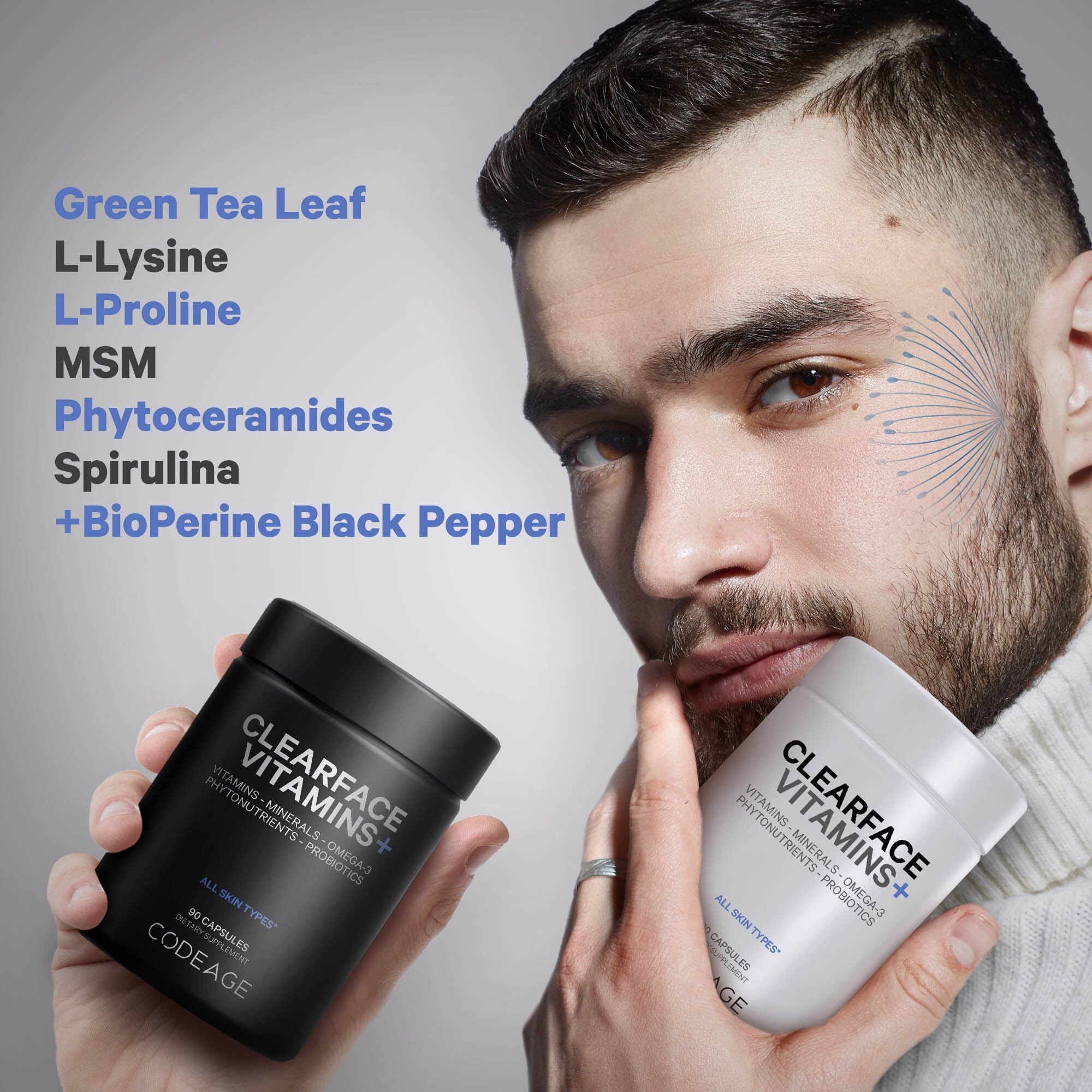 Clearface Vitamin - Daily Multivitamin - Minerals - Herbs - 90 Capsules (30 Servings)  | GNC