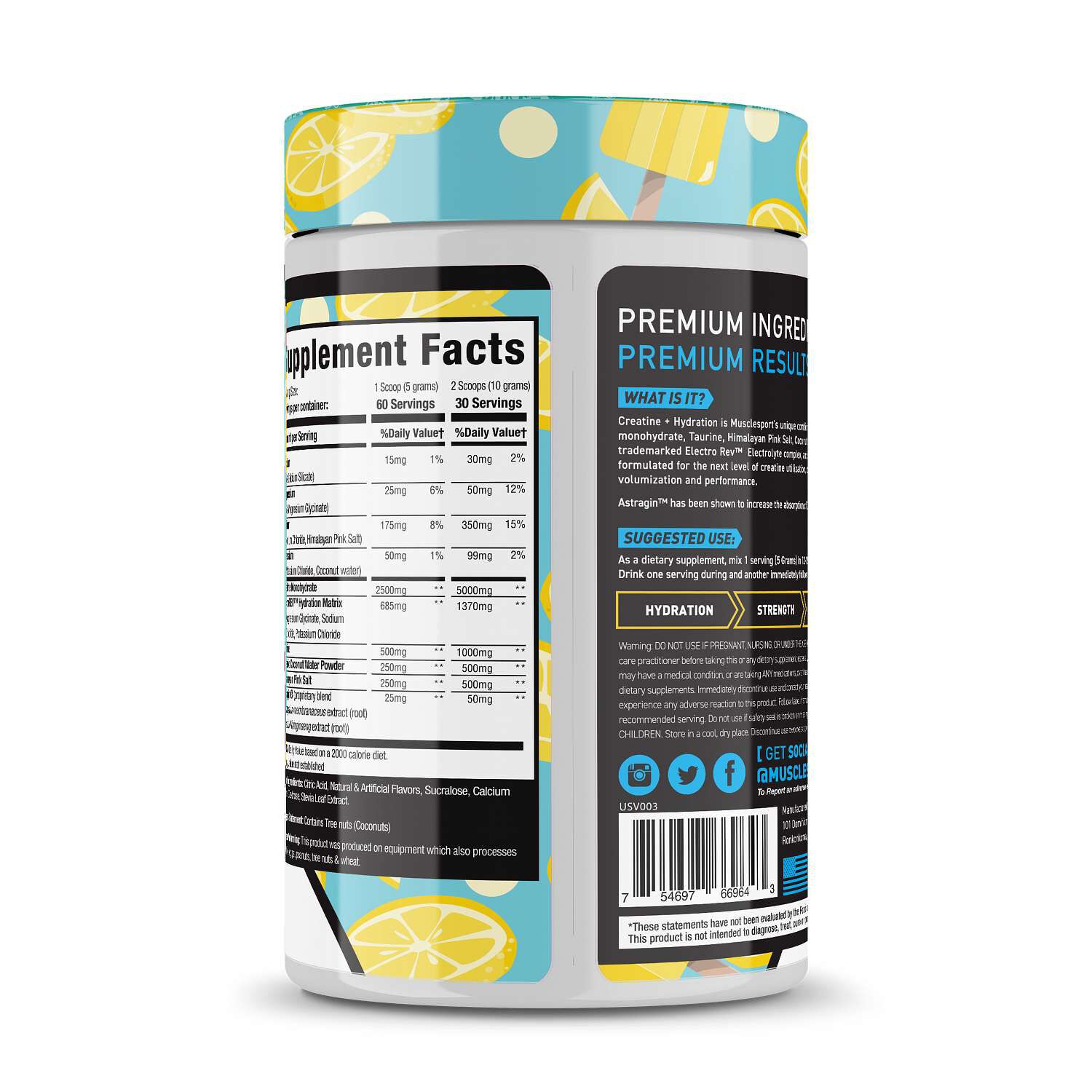 Creatine and Hydration - Lemon Italian Ice (60 Servings)  | GNC