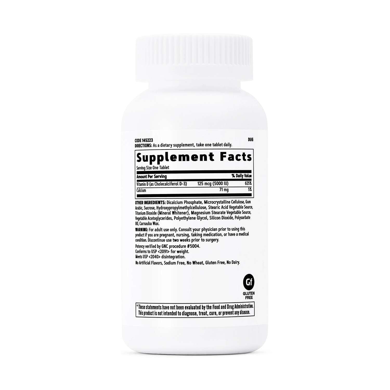 Vitamin D3 Tablets - 125 mcg (5000 IU) - 180 Tablets (180 Servings)  | GNC