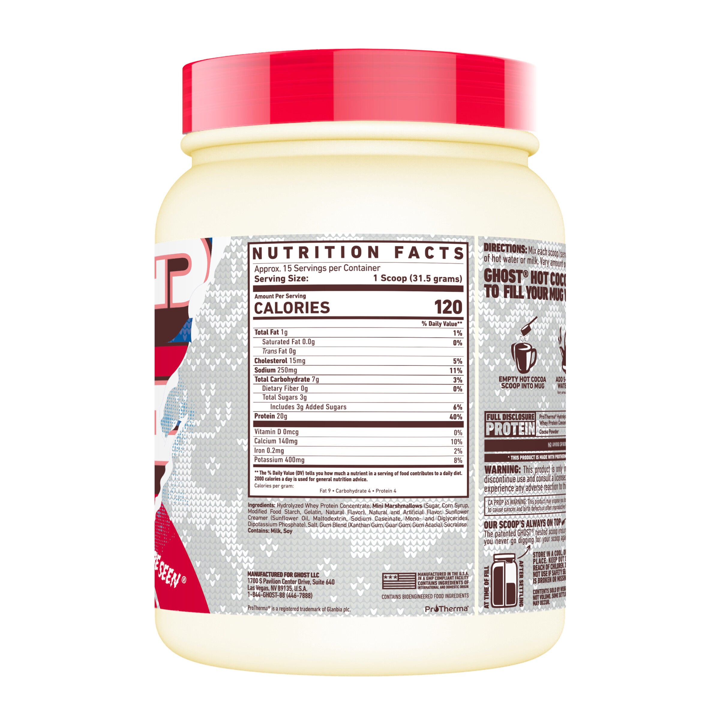 High Protein Hot Cocoa Mix - White Chocolate Peppermint Bark (15 Servings)  | GNC