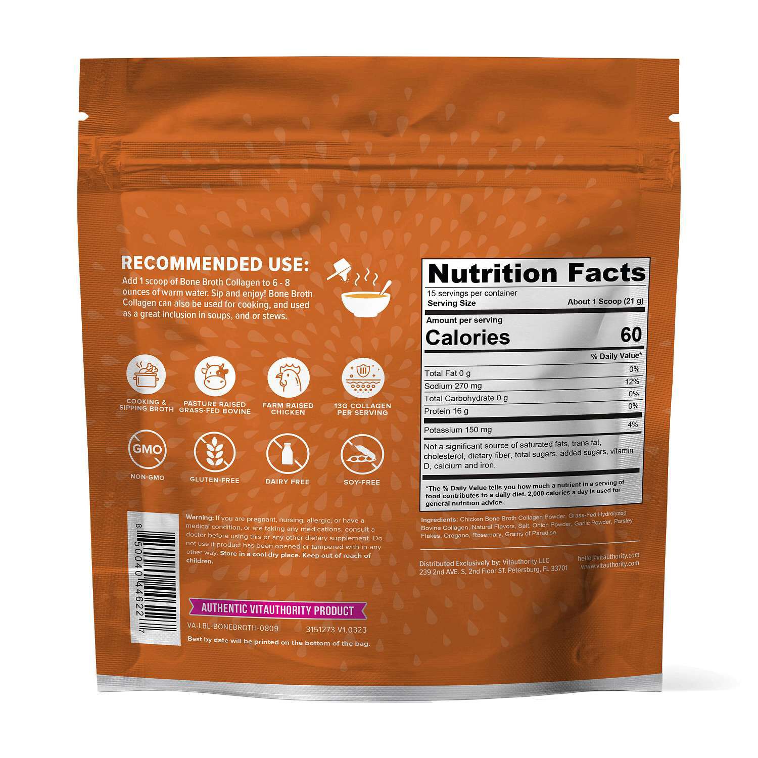 Bone Broth Collagen - Chicken Noodle (15 Servings)  | GNC