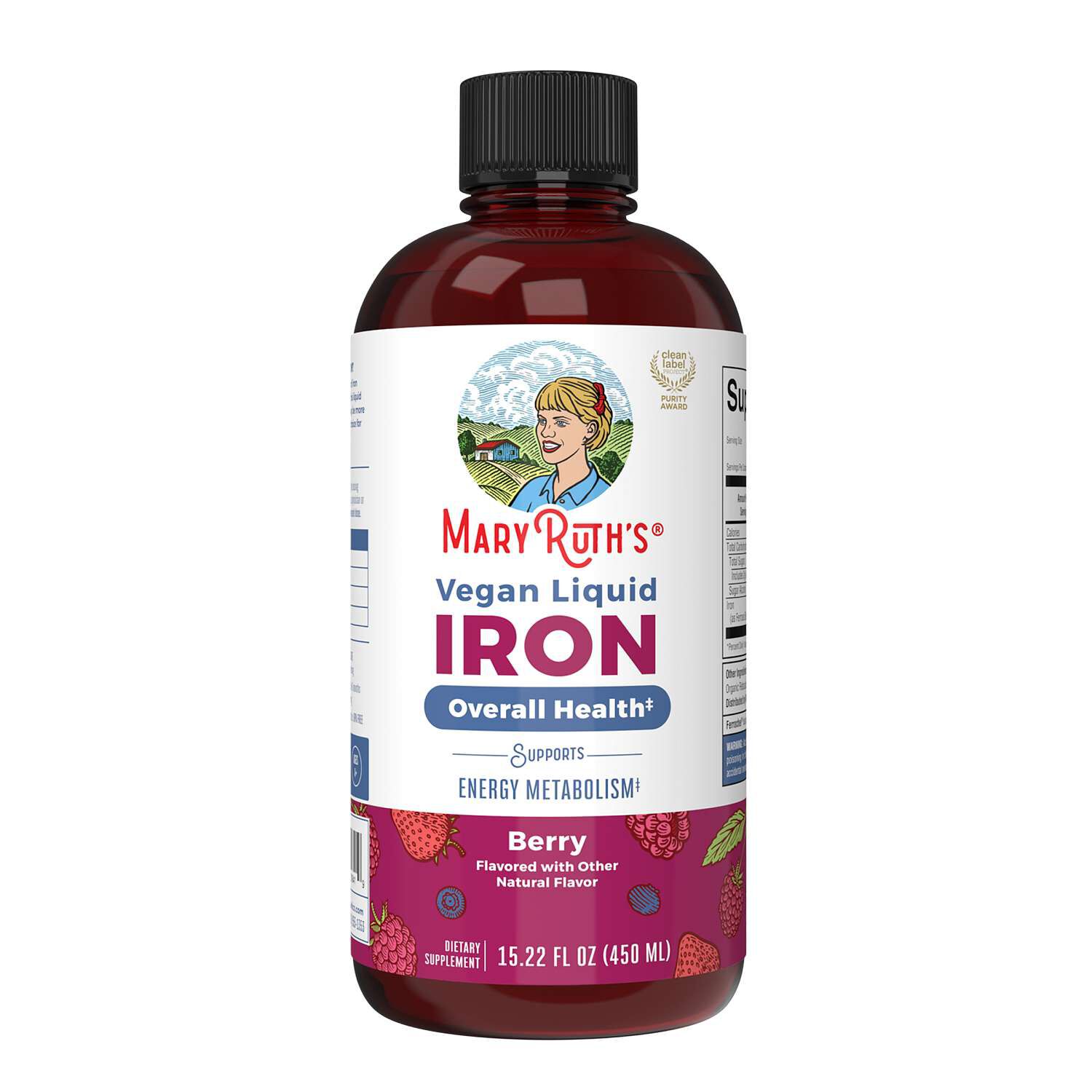 Vegan Liquid Iron - Berry - 15 fl oz (30-90 Servings)