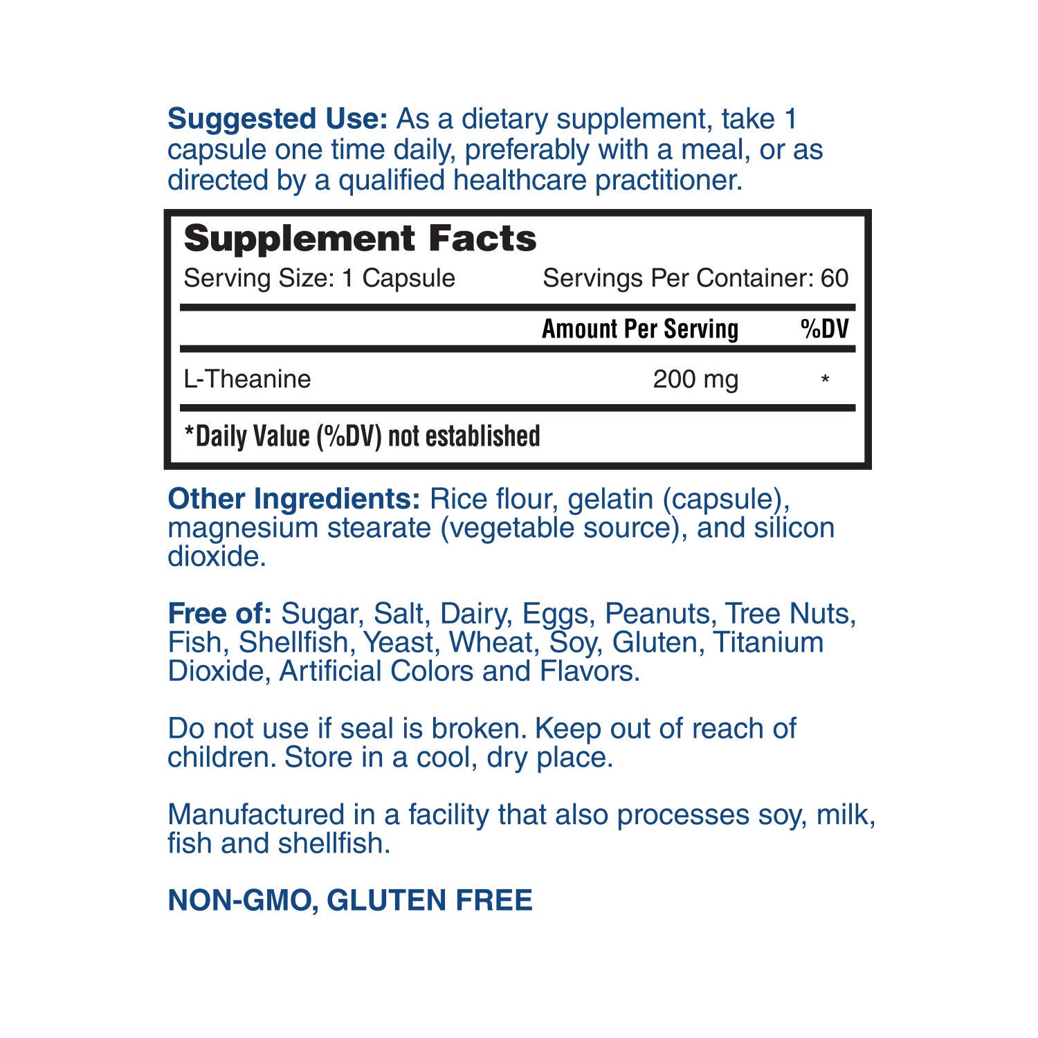 L-Theanine 200mg - 60 Capsules (60 Servings)  | GNC