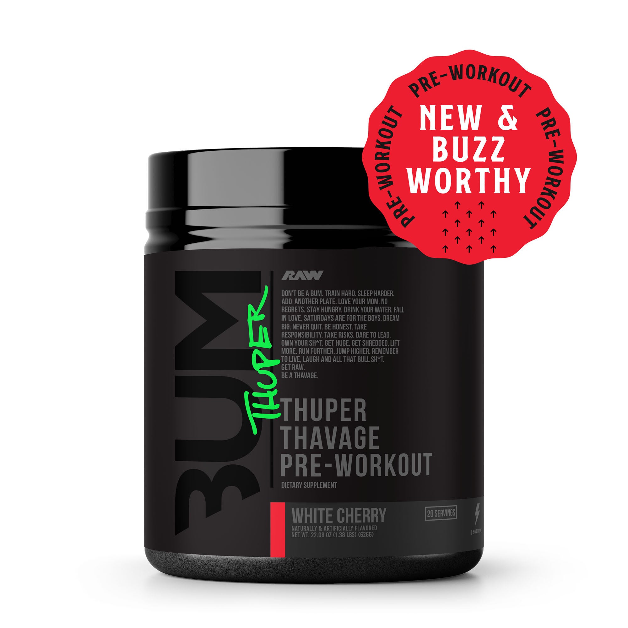 Thuper Thavage PreWorkout White Cherry 21.8oz GNC