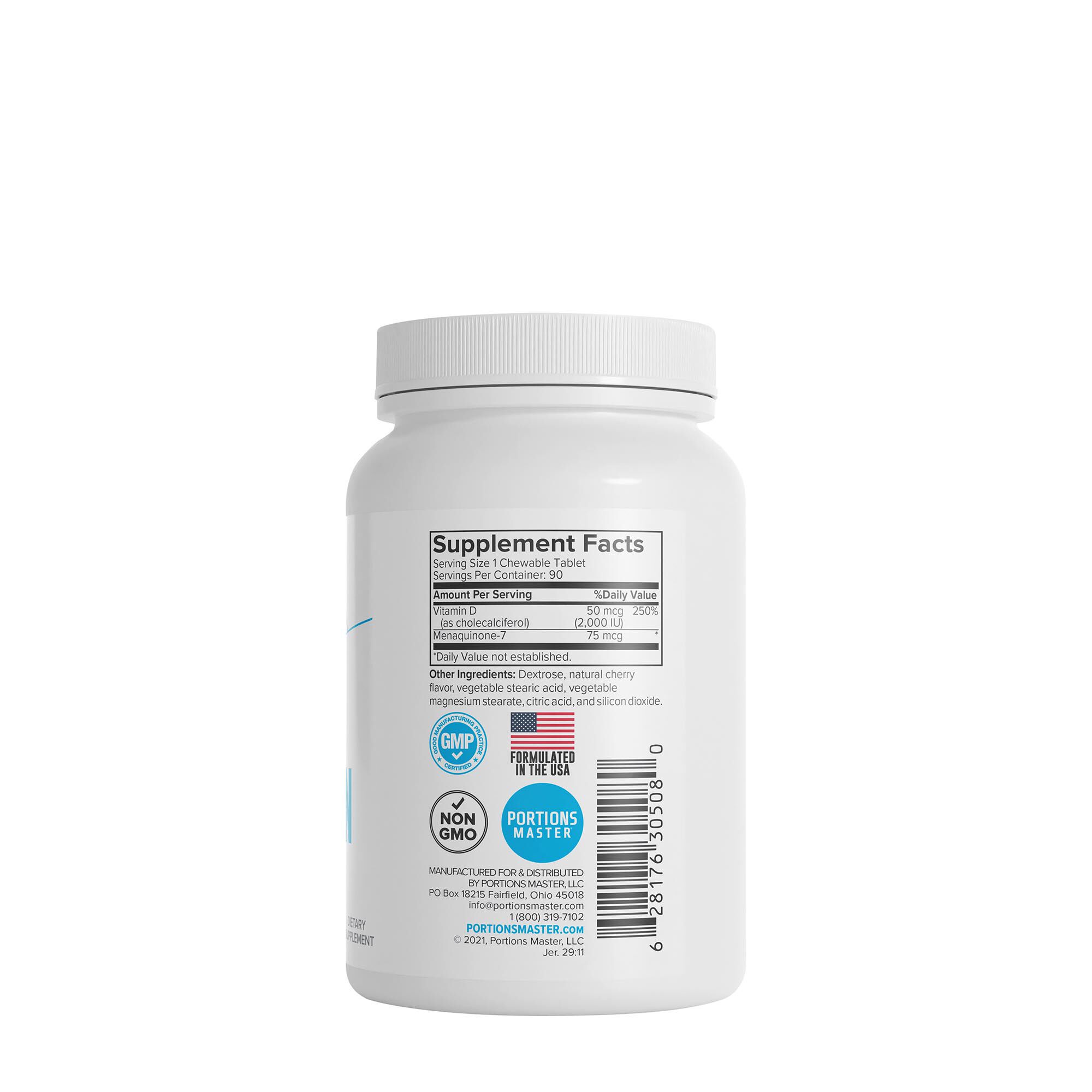 Vitamin D-3 + K-2 - 90 Chewable Tablets (90 Servings)  | GNC