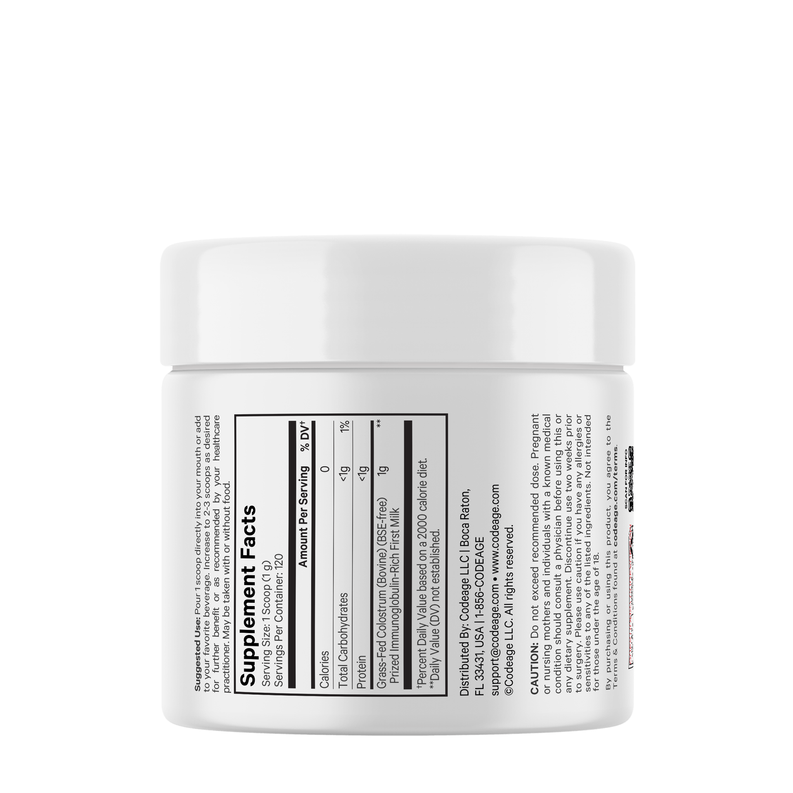 Bovine Colostrum Powder - Unflavored - 4.3 oz. (120 Servings)