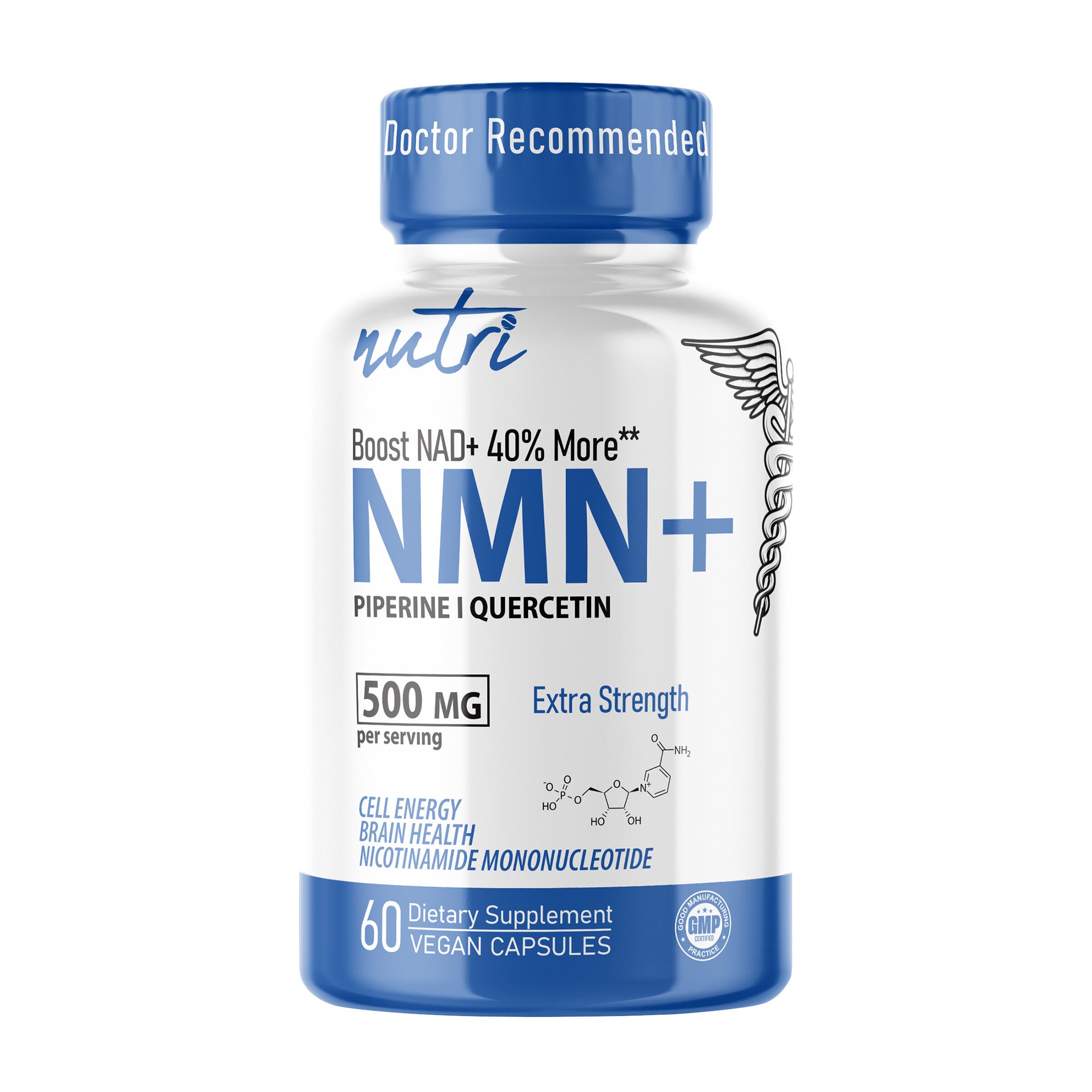 NMN+ 500mg Extra Strength - 60 Capsules (30 Servings)  | GNC