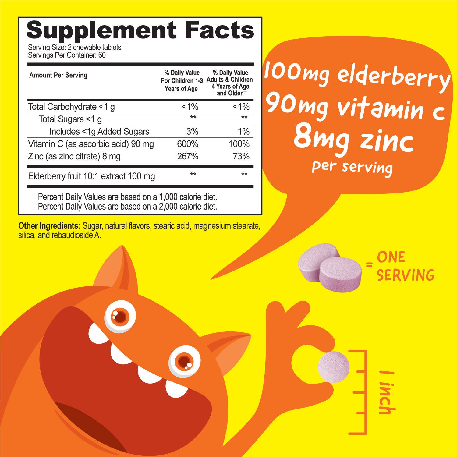 Kids Immune Support with Elderberry - 120 Chewables (60 Servings)