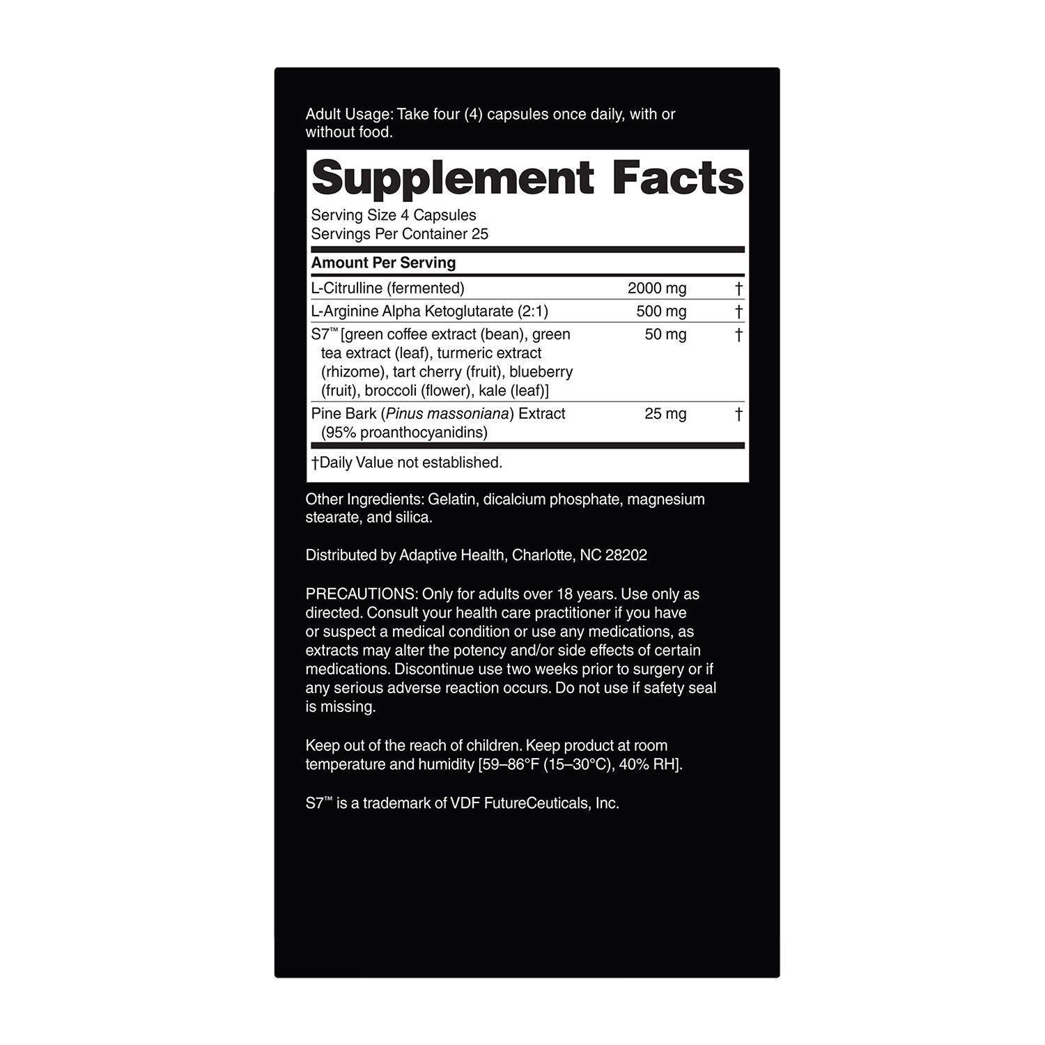 Nitric Oxide Booster - 100 Capsules (25 Servings)
