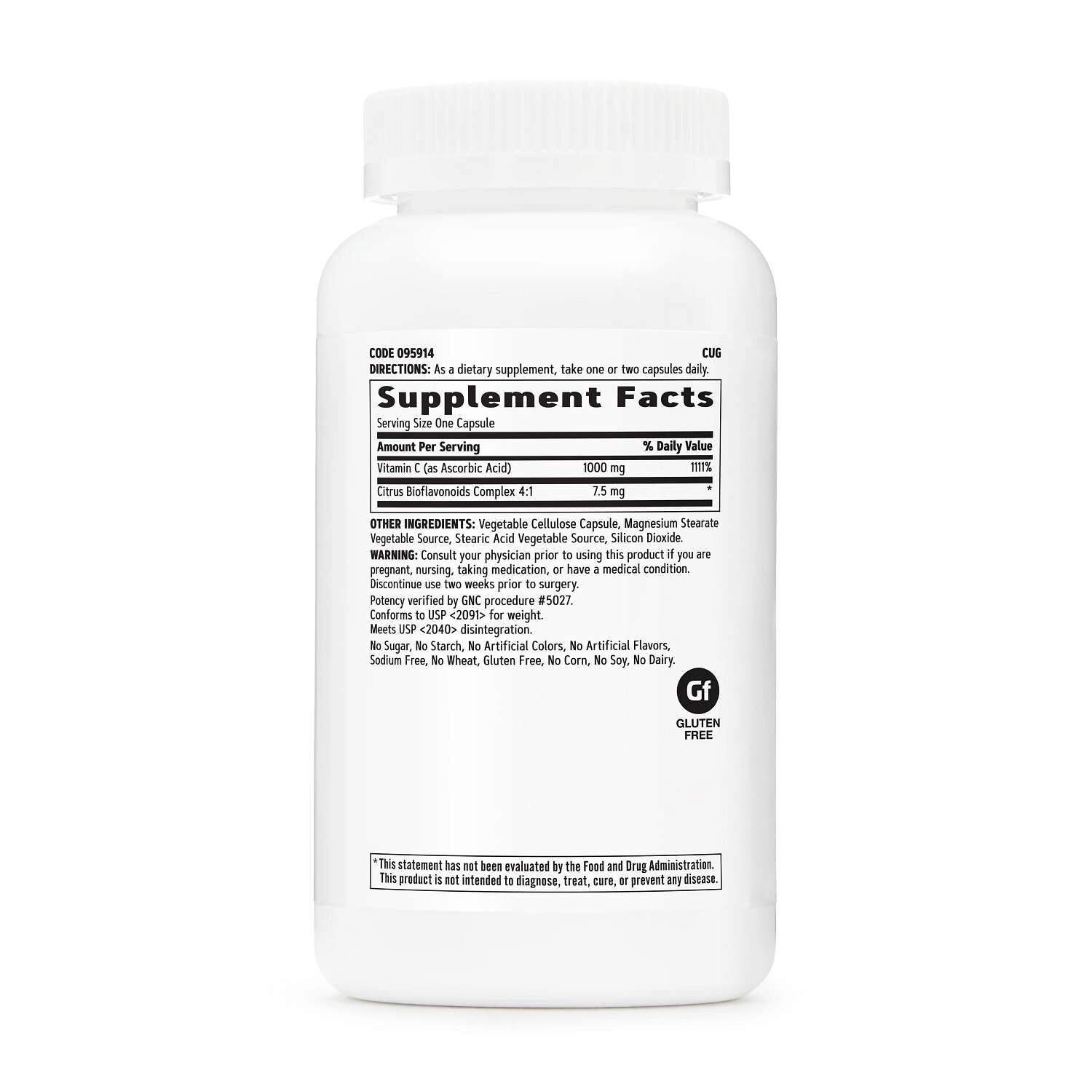 GNC Vitamin C 1000mg Supplement Facts