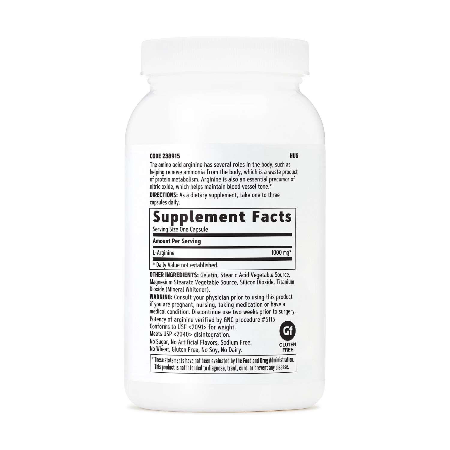 L-Arginine 1000mg - 90 Capsules (90 Servings)