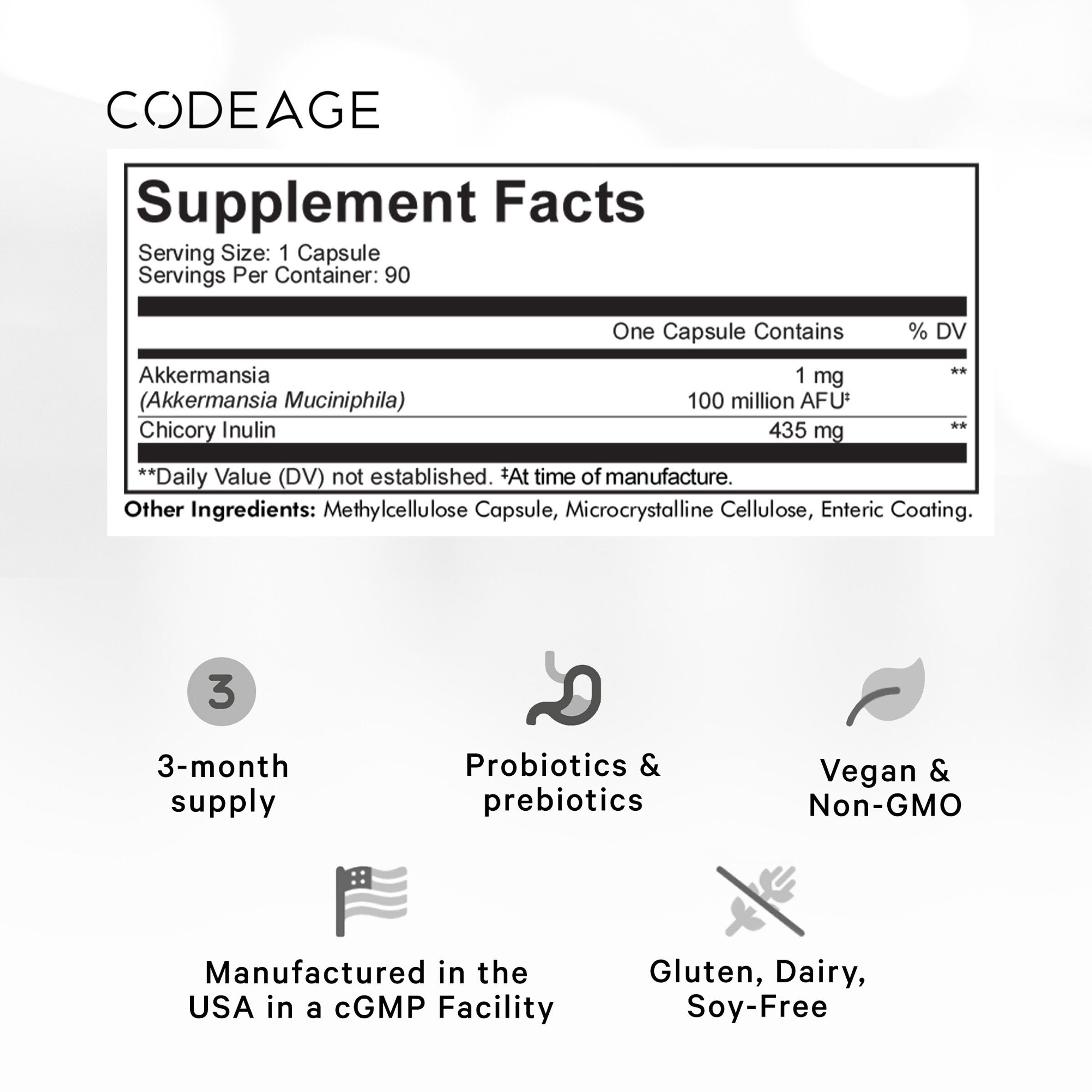 Akkermansia Probiotic - 90 Vegetable Capsule &#40;90 Servings&#41;  | GNC