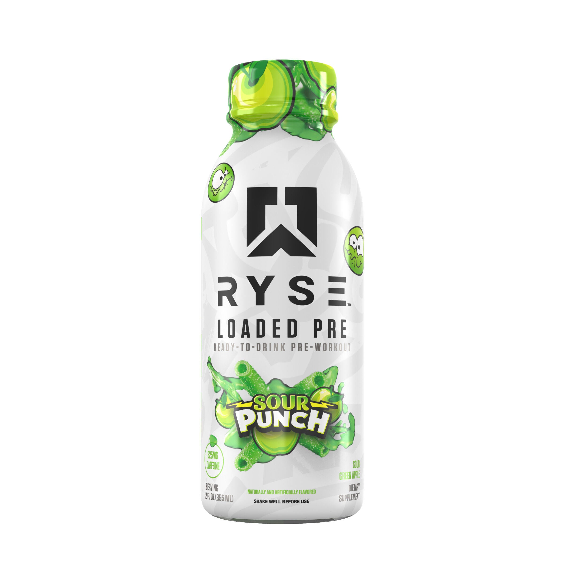 Loaded Pre-Workout RTD -  Sour Punch Green Apple - 12 fl oz (12 Bottles)  | GNC