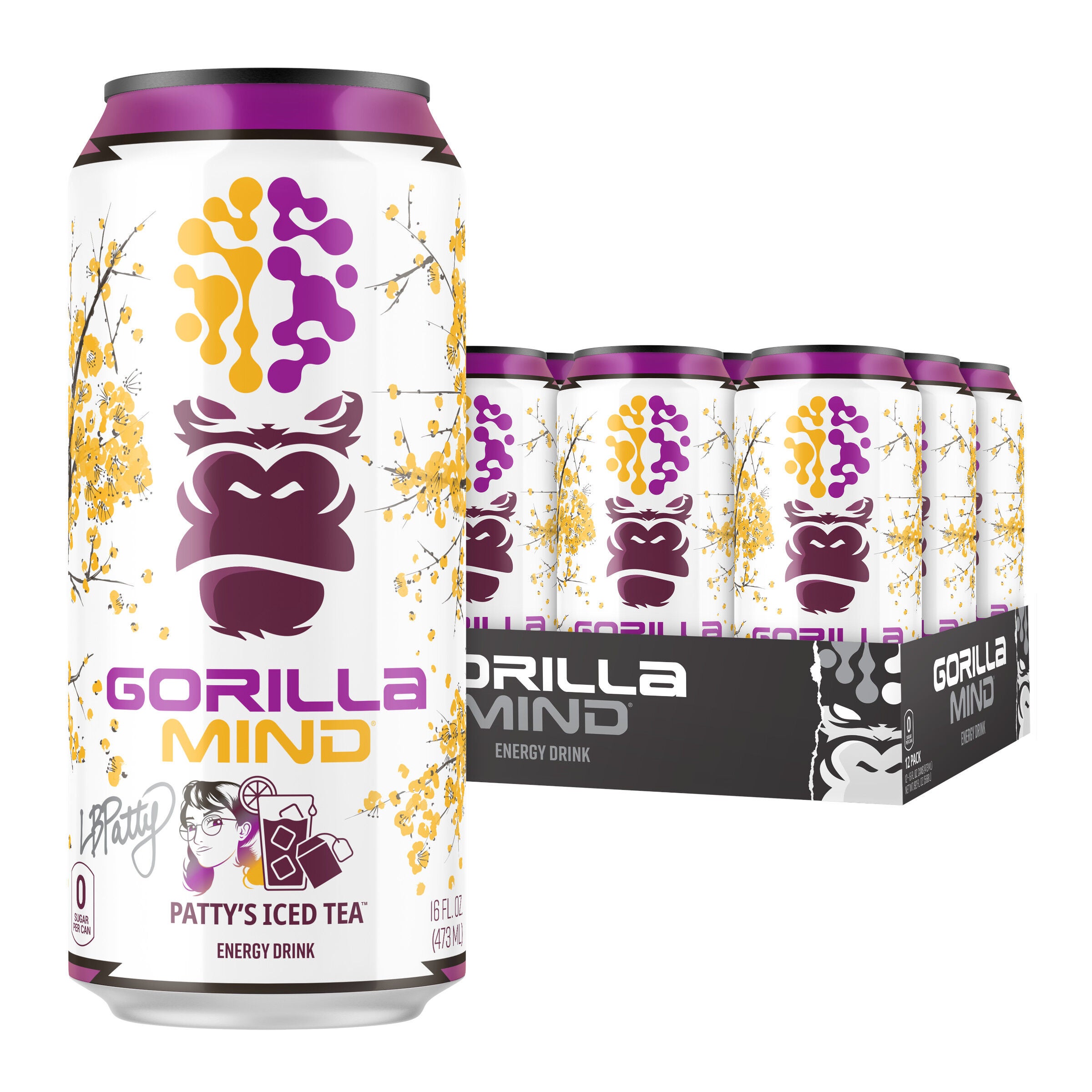 Gorilla Mind Energy Drink - Patty's Iced Tea 16Oz. (12 Cans)