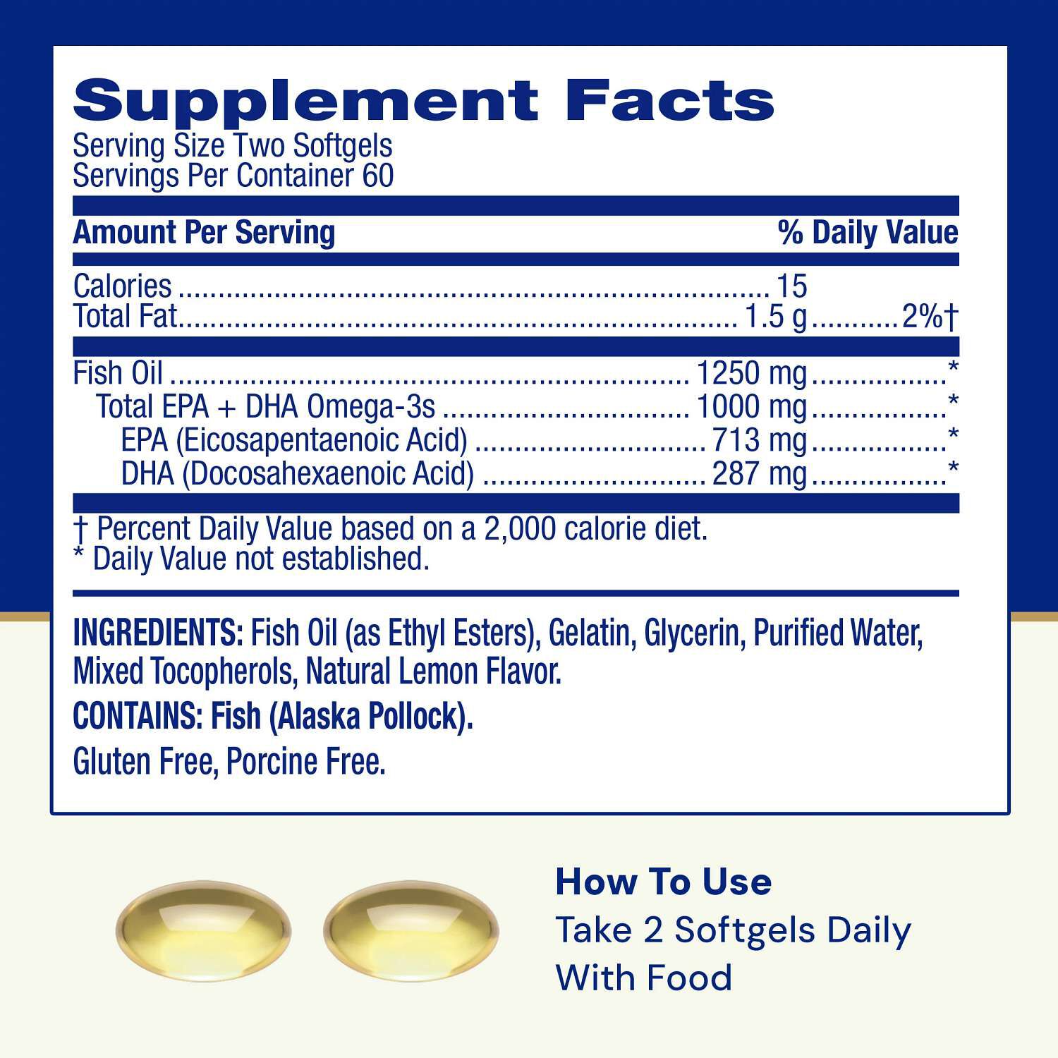Triple Strength Fish Oil Ultra Mini 1000mg - 120 Softgels (60 Servings)