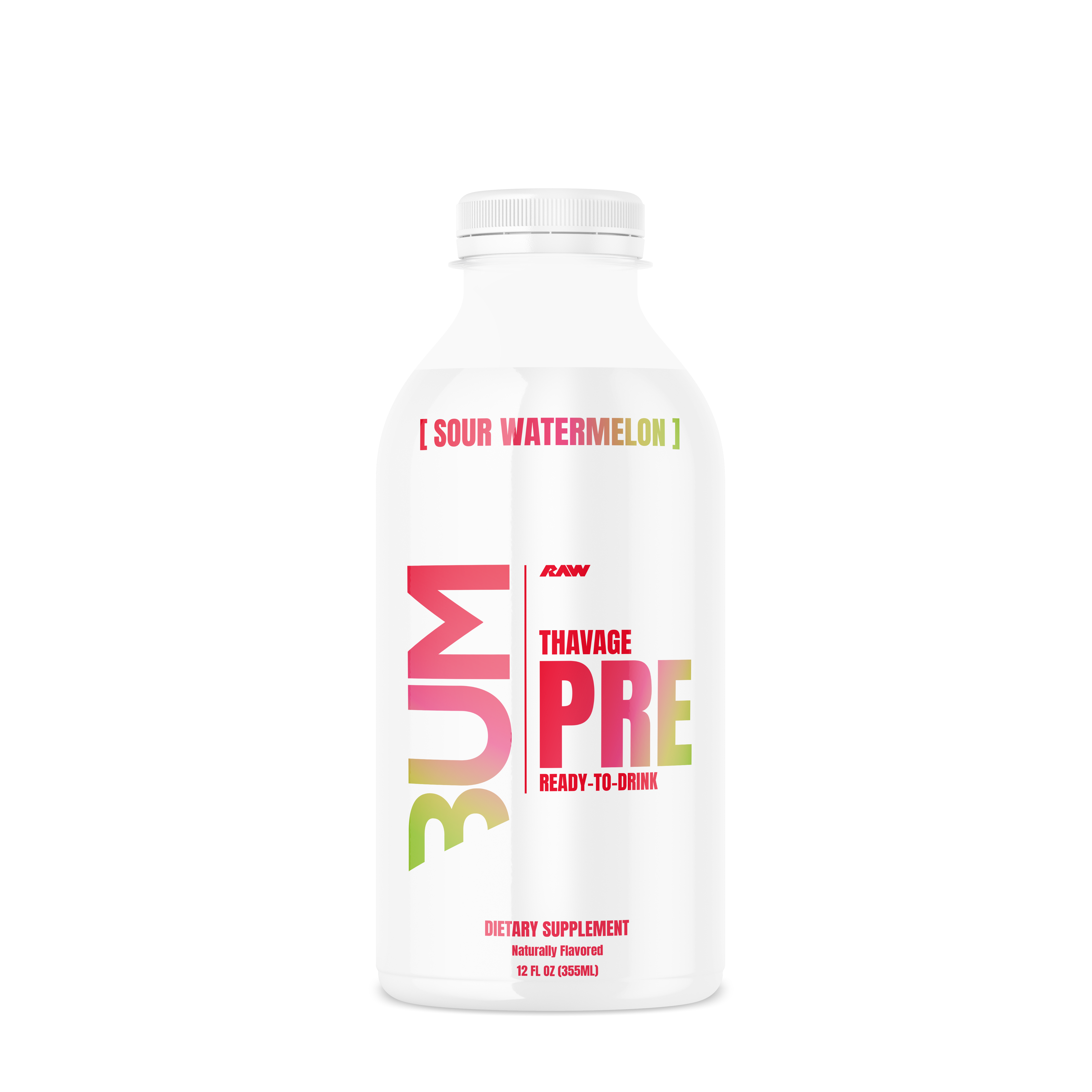 Raw Nutrition Thavage Preworkout Rtd - Sour Watermelon 12 Oz. (12 Bottles) Zero Sugar