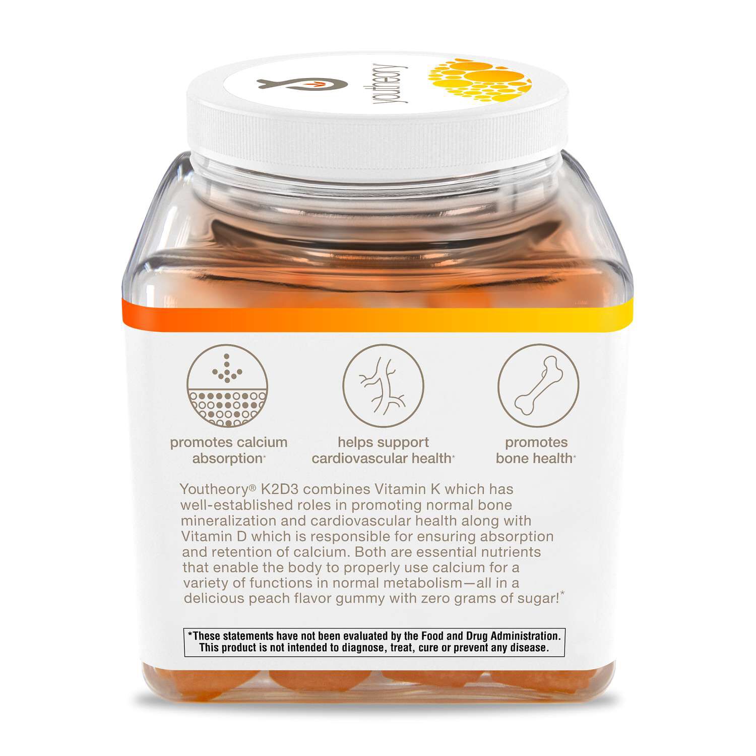 K2D3 Essential Daily Vitamins - Peach -60 Gummies (60 Servings)