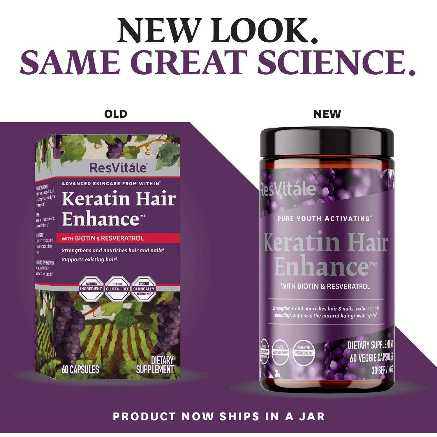 Keratin Hair Enhance&trade; with Biotin and Resveratrol - 60 Capsules (30 Servings)  | GNC