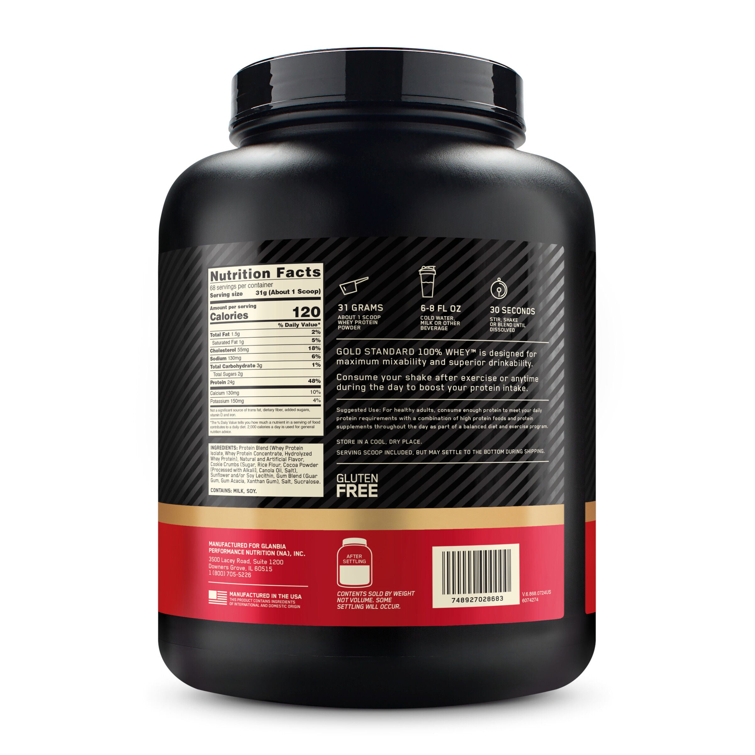 Gold Standard&reg; 100% Whey - Cookies and Cream (68 Servings)