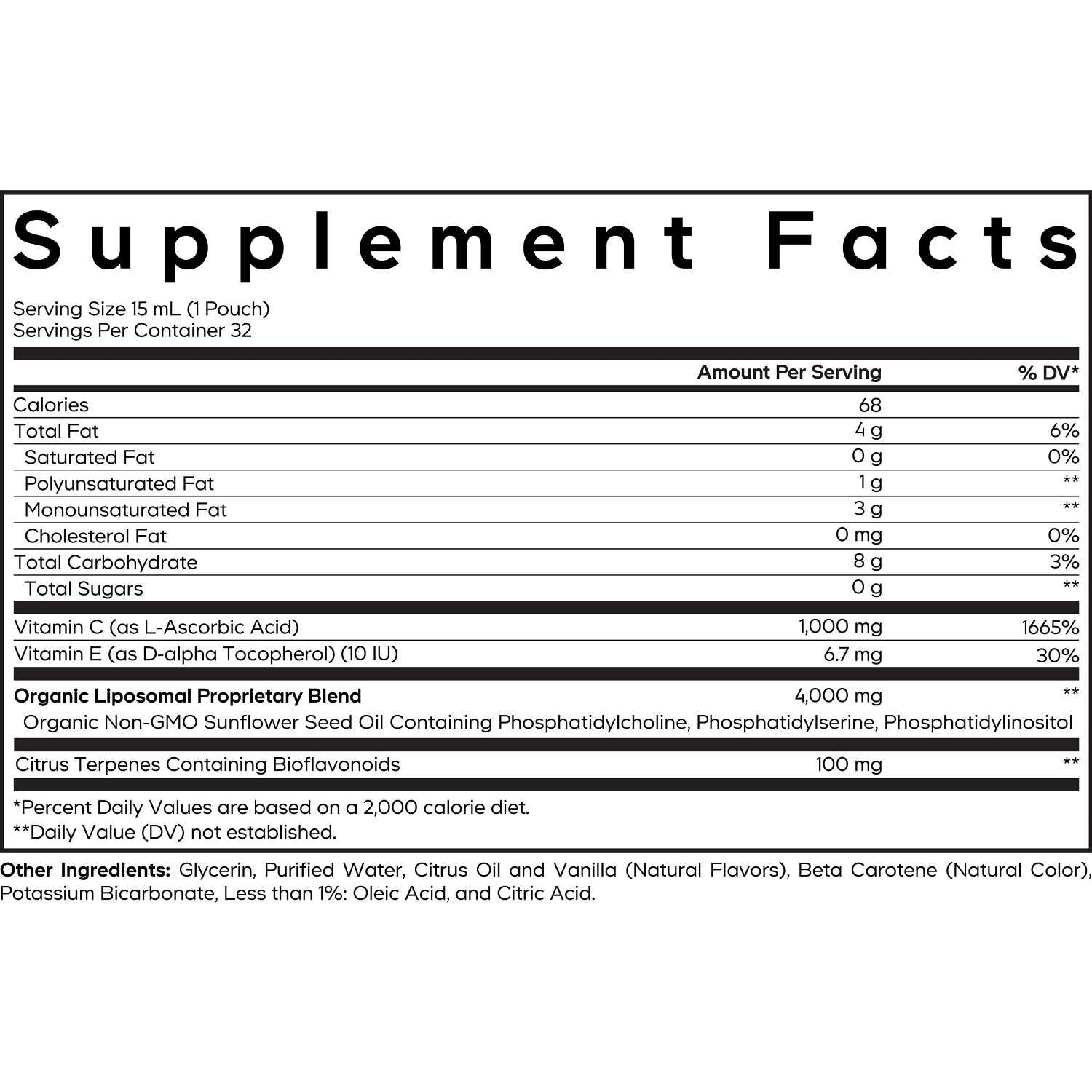 Liposomal Vitamin C Sachet - Citrus Vanilla - 32 Pouches (32 Servings)