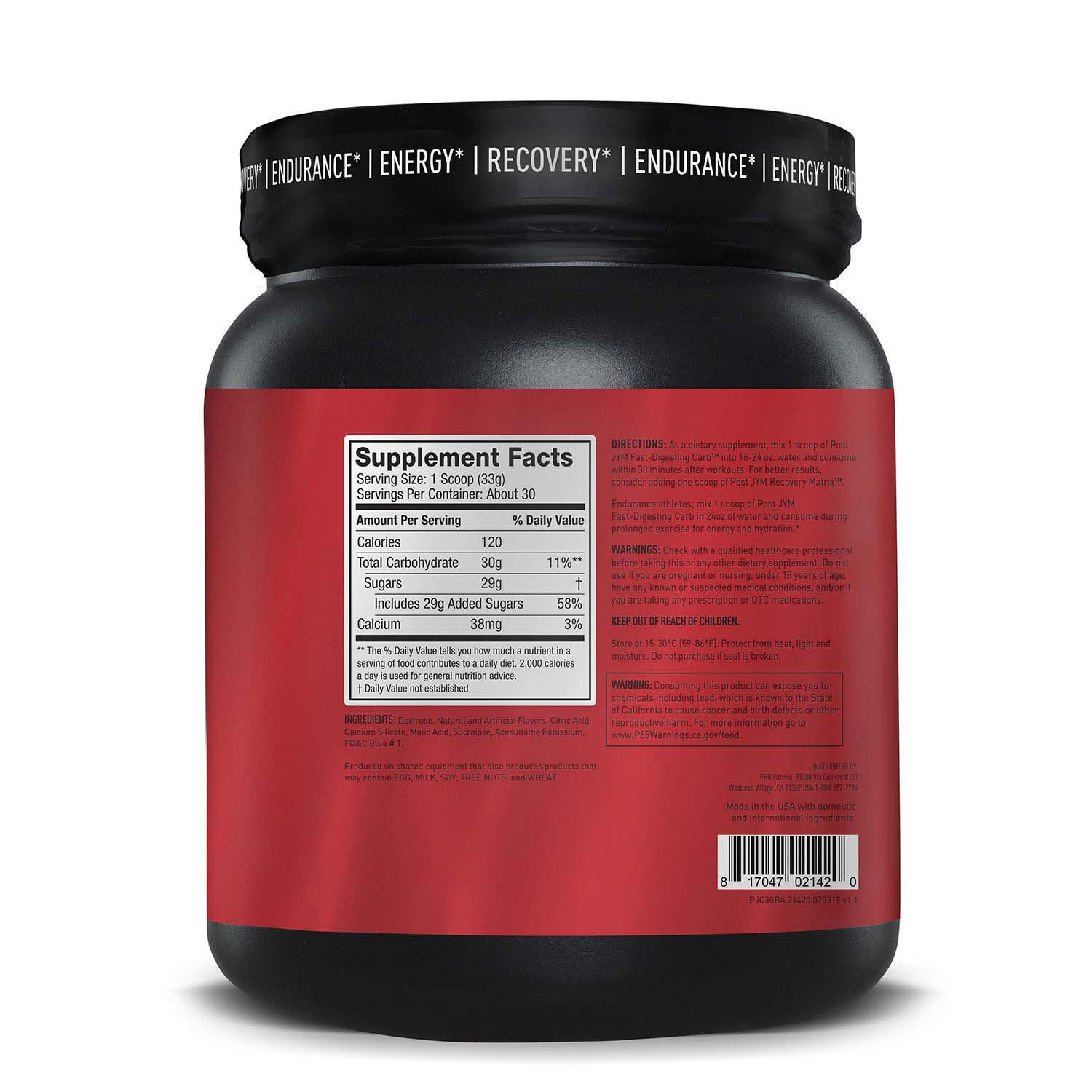 Post Jym® Fast-Digesting Carb - Blue Arctic Freeze - 2.2 lb.