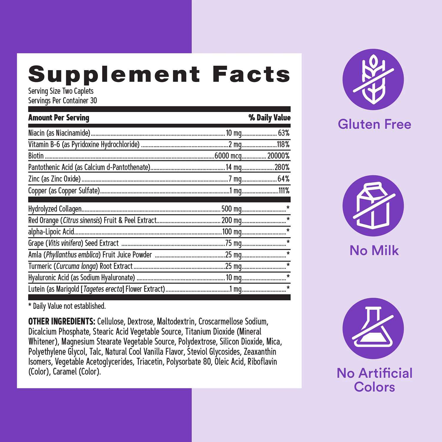 Advanced Hair, Skin &amp; Nails Formula - 60 Caplets (30 Servings)  | GNC