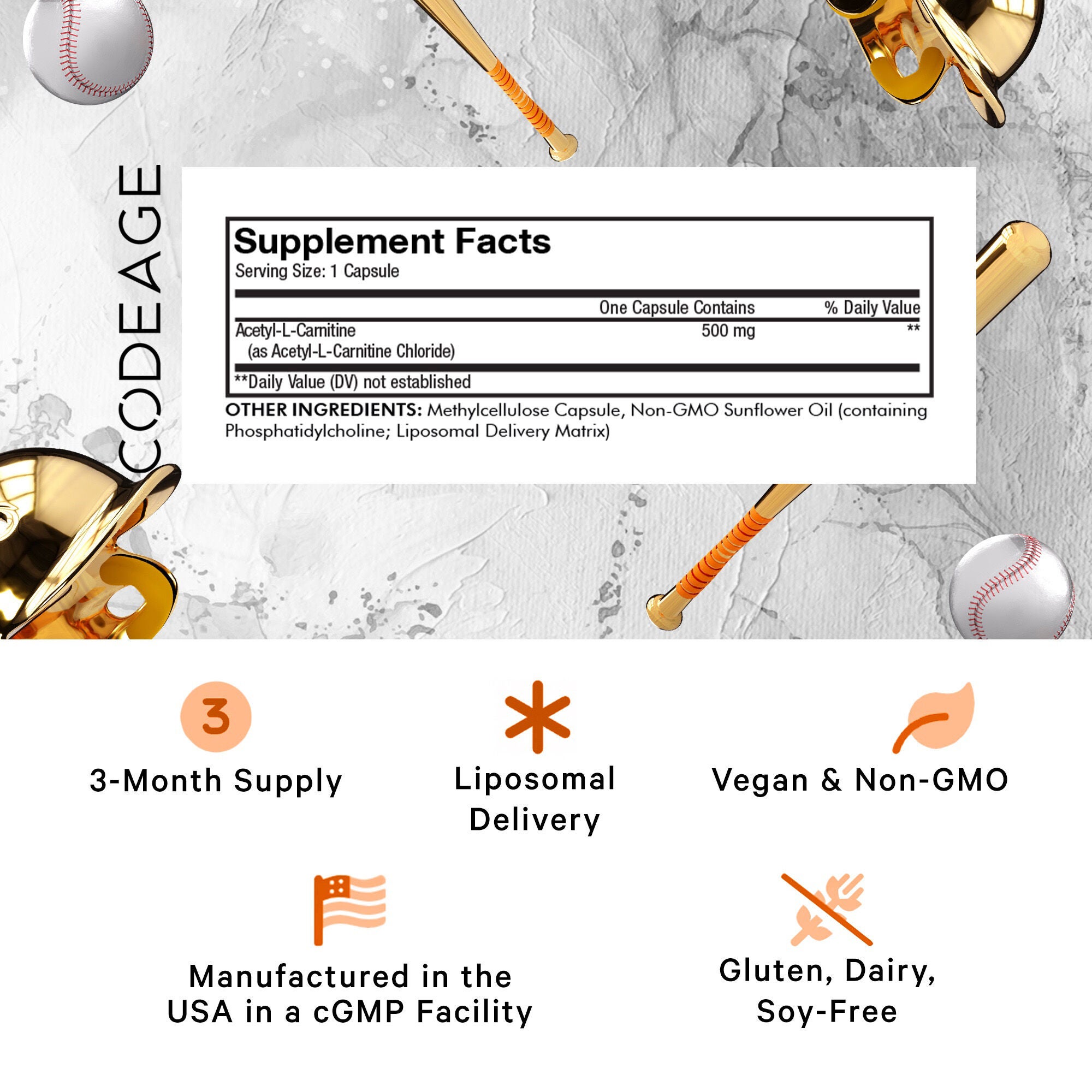 Liposomal Acetyl L-Carnitine+ - 90 Capsules (90 Servings)  | GNC