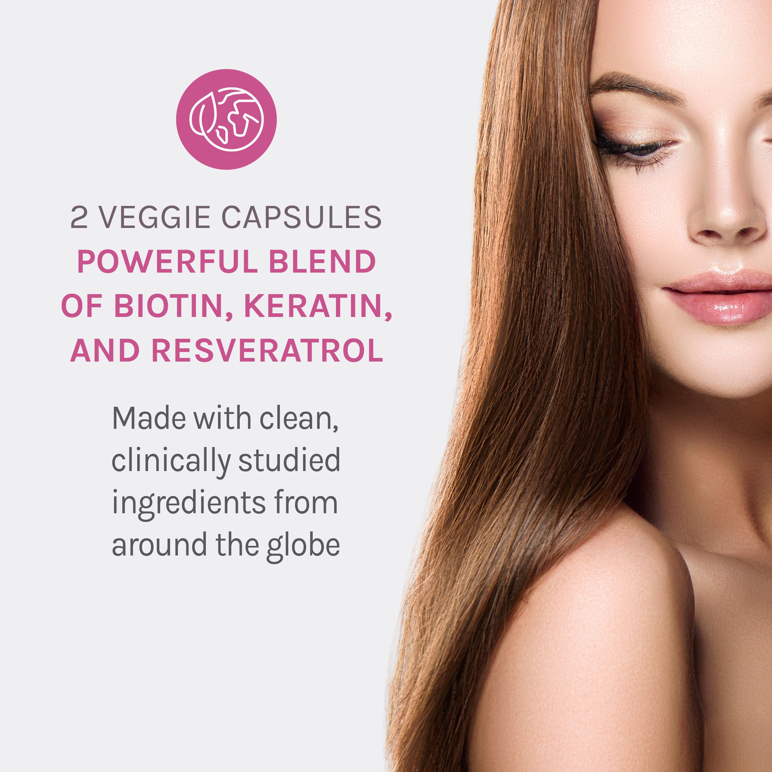 Keratin Hair Enhance™ with Biotin and Resveratrol - 60 Capsules (30 Servings)