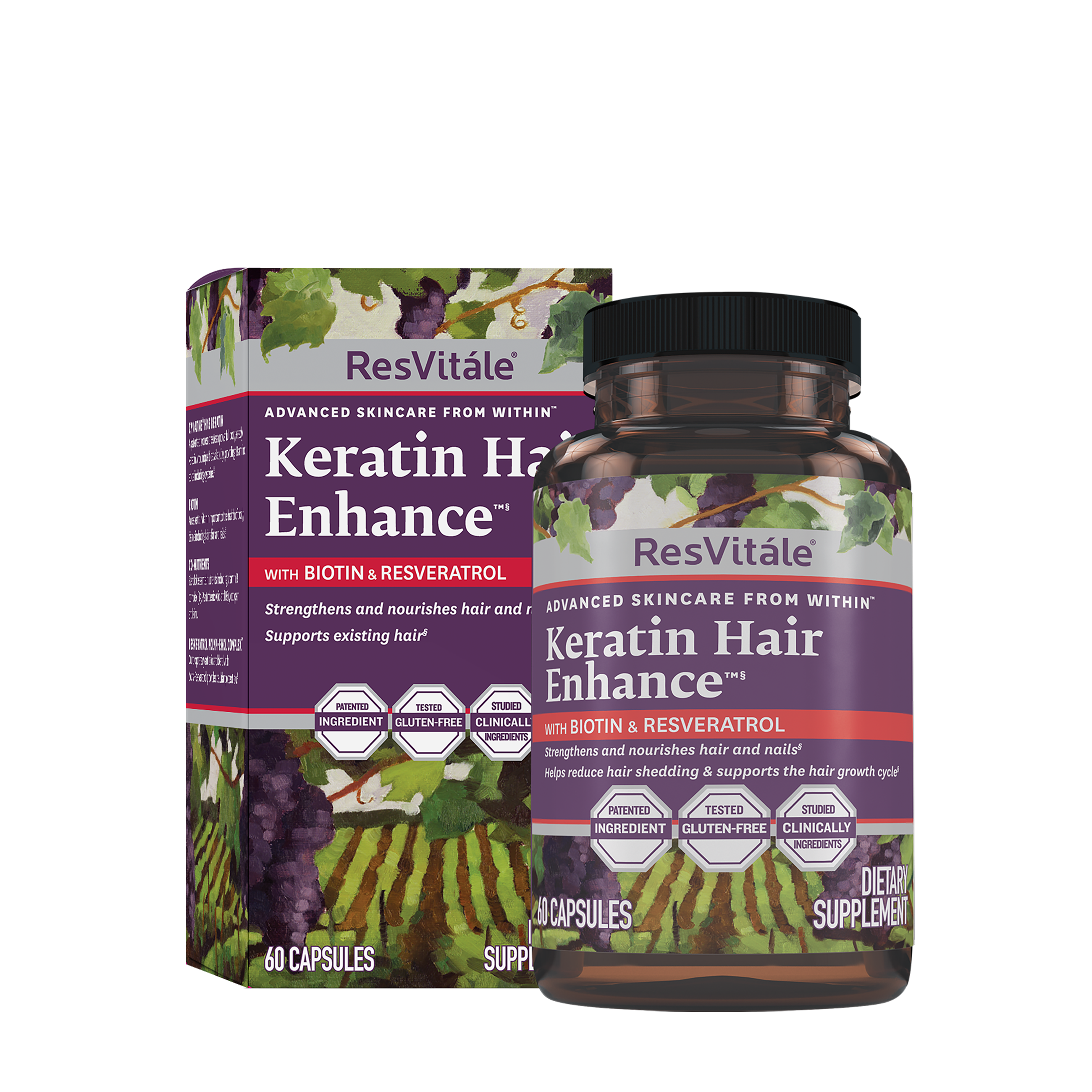 Keratin Hair Enhance&trade; with Biotin and Resveratrol - 60 Capsules (30 Servings)  | GNC