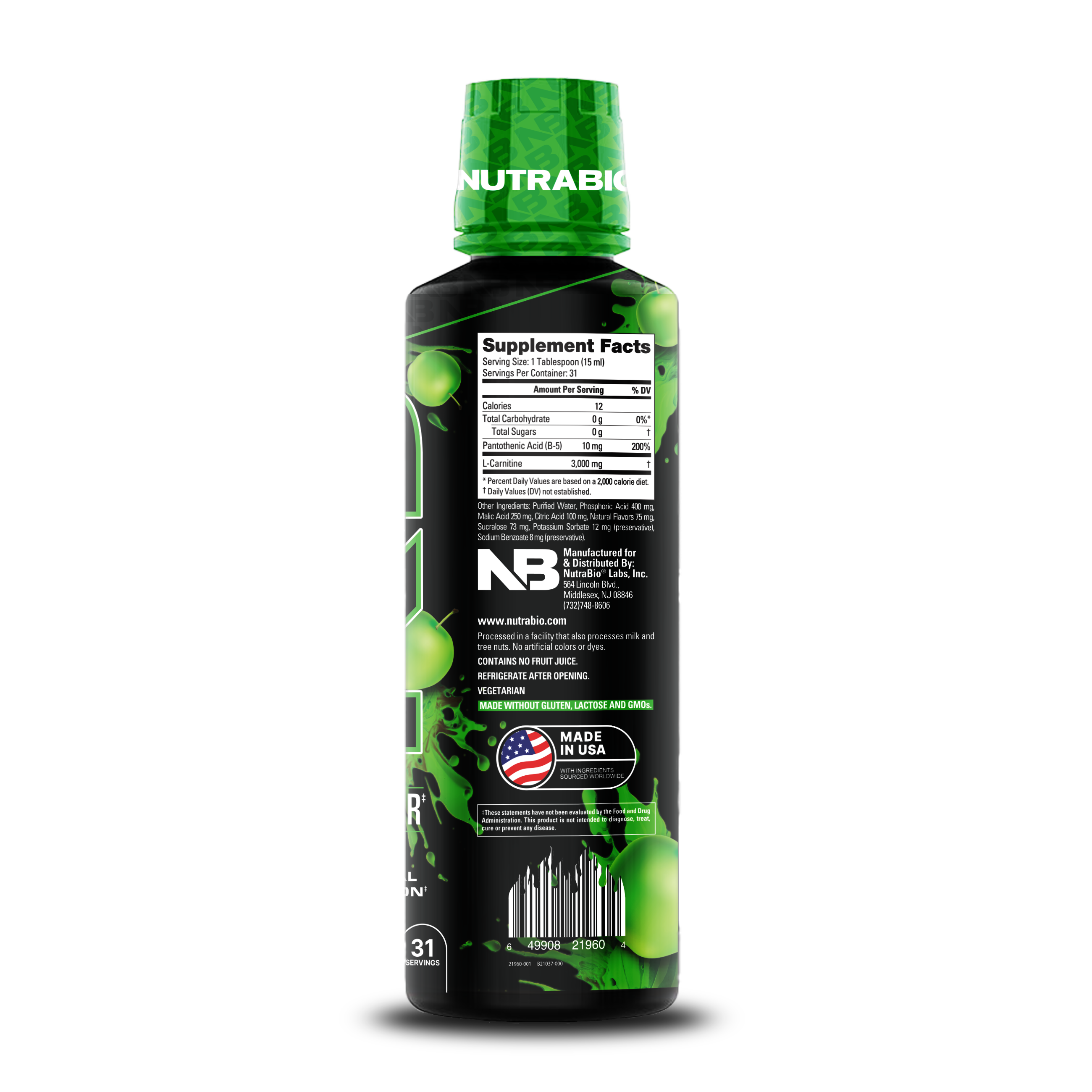 l carnitine green apple NutraBio L-Carnitine Green Apple