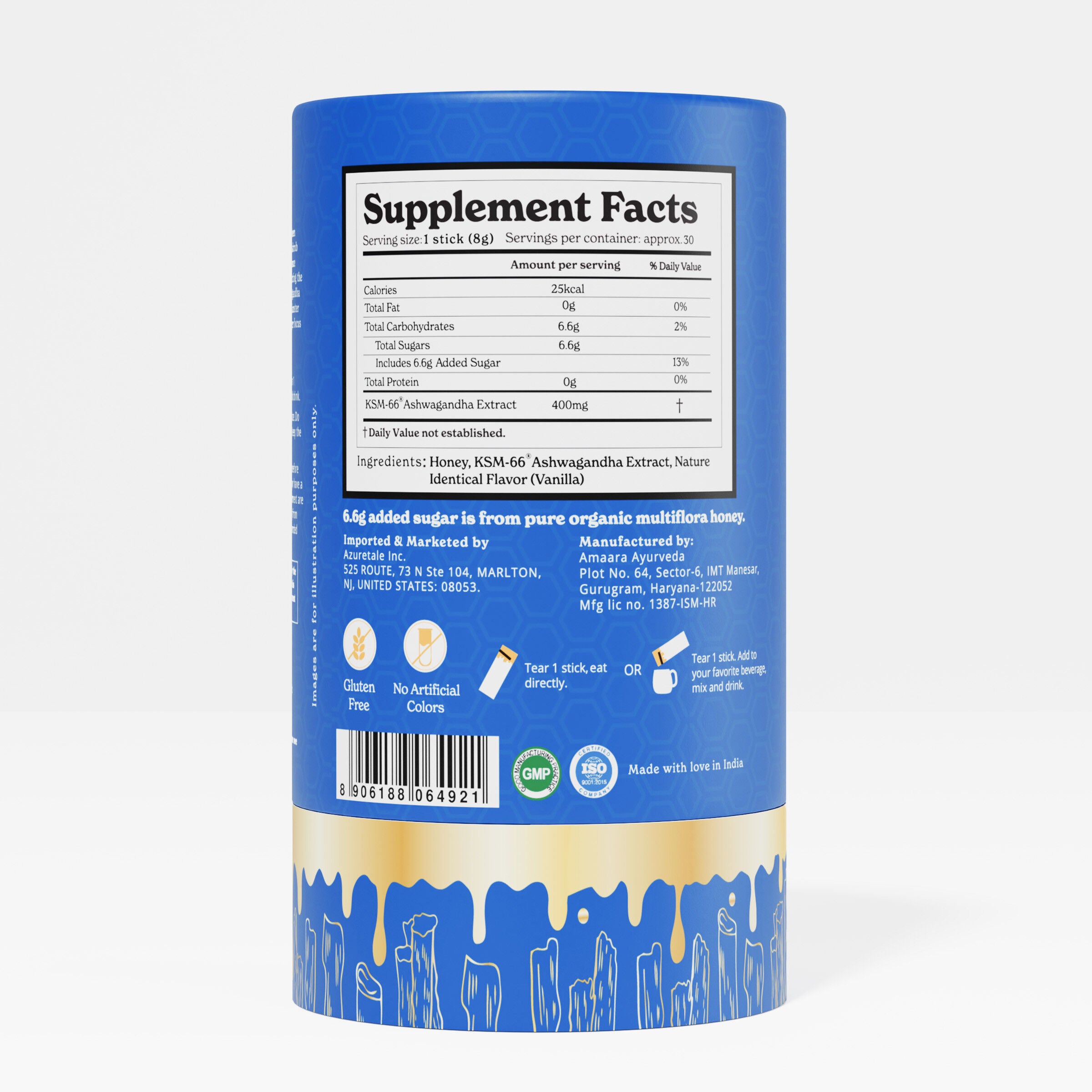 KSM-66 Ashwagandha Honey Sticks - Vanilla (30 Sticks)  | GNC