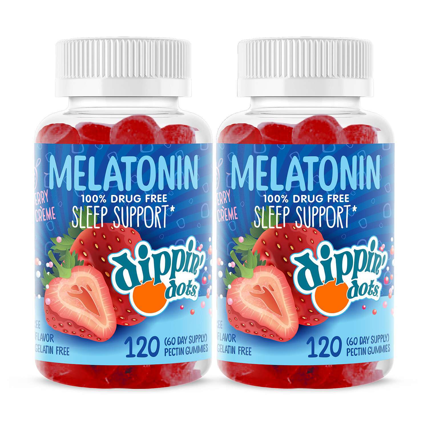Melatonin Gummies - Dippin' Dots&reg; Strawberry Cr&egrave;me - Twin Pack (60 Servings Each)
